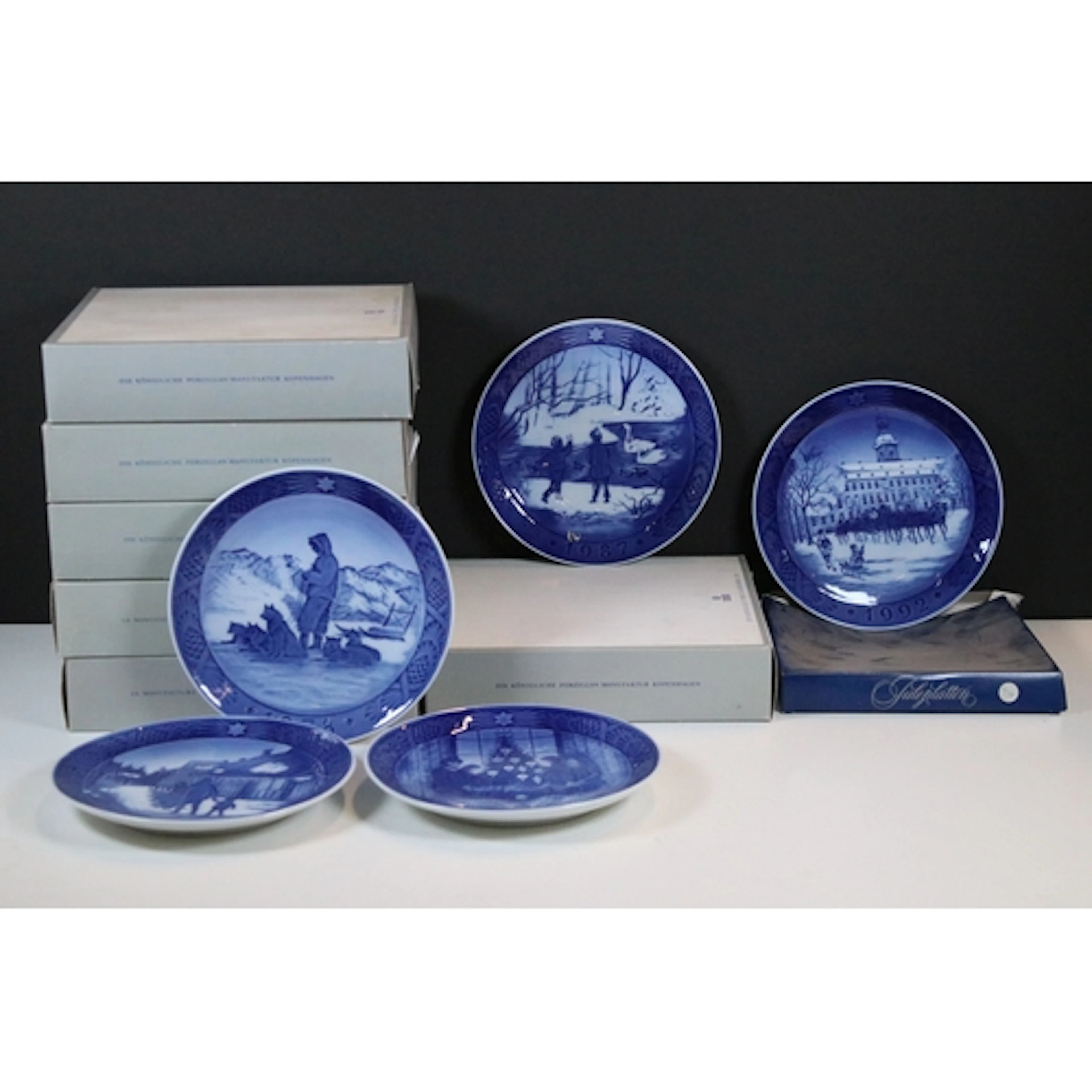 Large collection of Royal Copenhagen Christmas plates, compr...