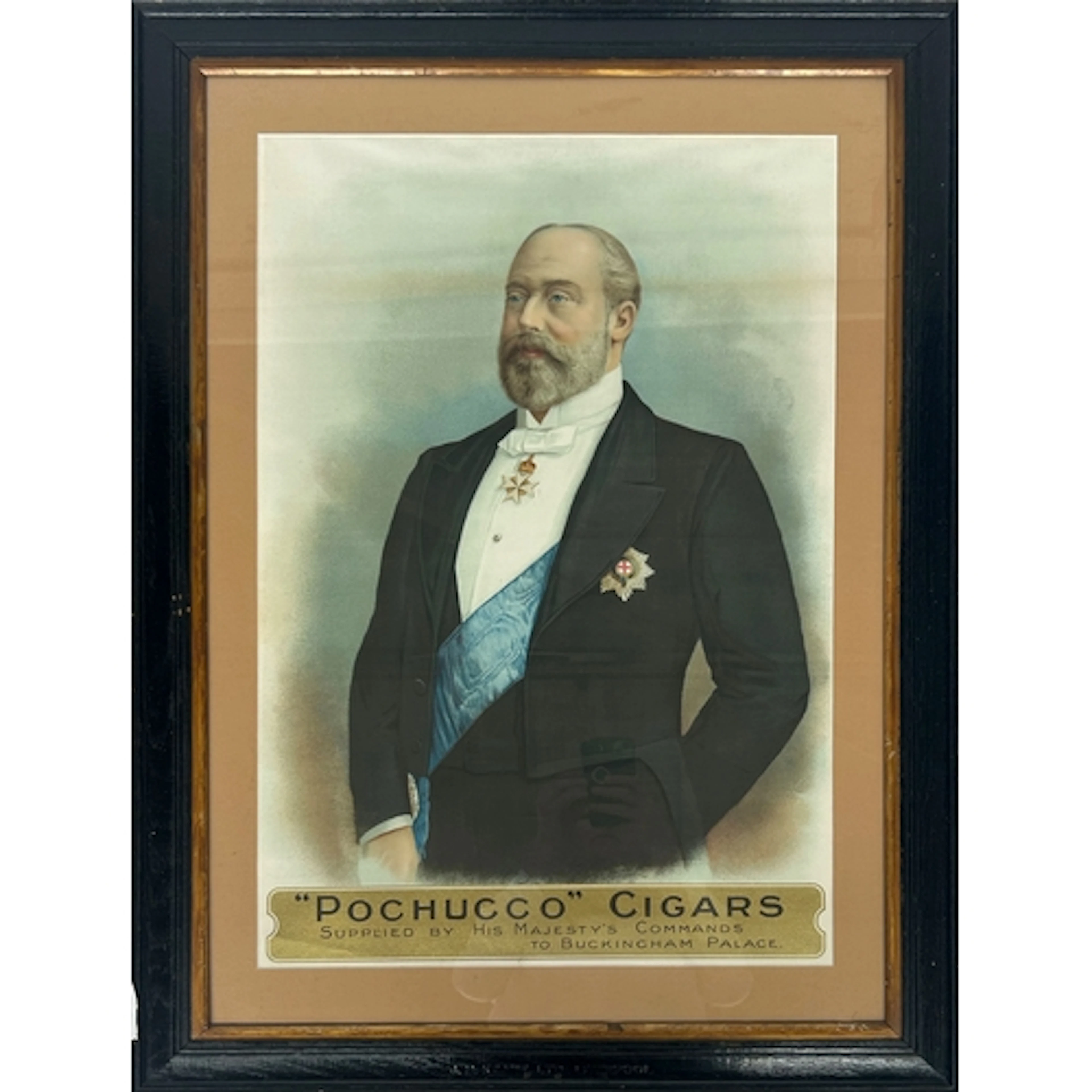 A 'Pochucco' Cigars advertising poster, with an image of Kin...