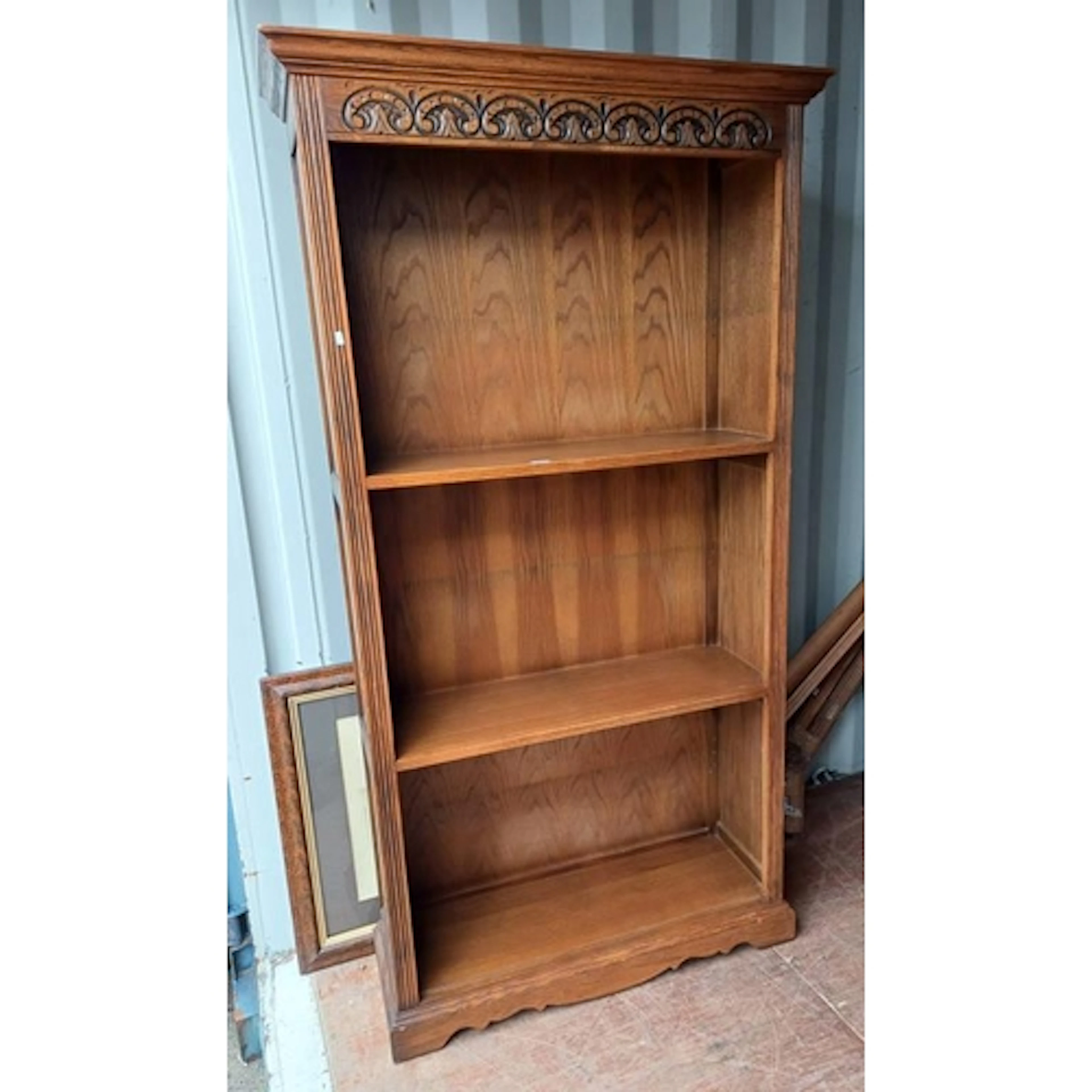 OAK OPEN BOOKCASE, 188CM TALL