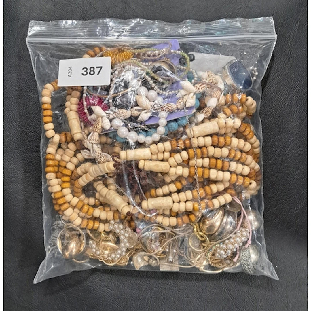ONE BAG OF COSTUME JEWELLERY including rings, earrings, neck...