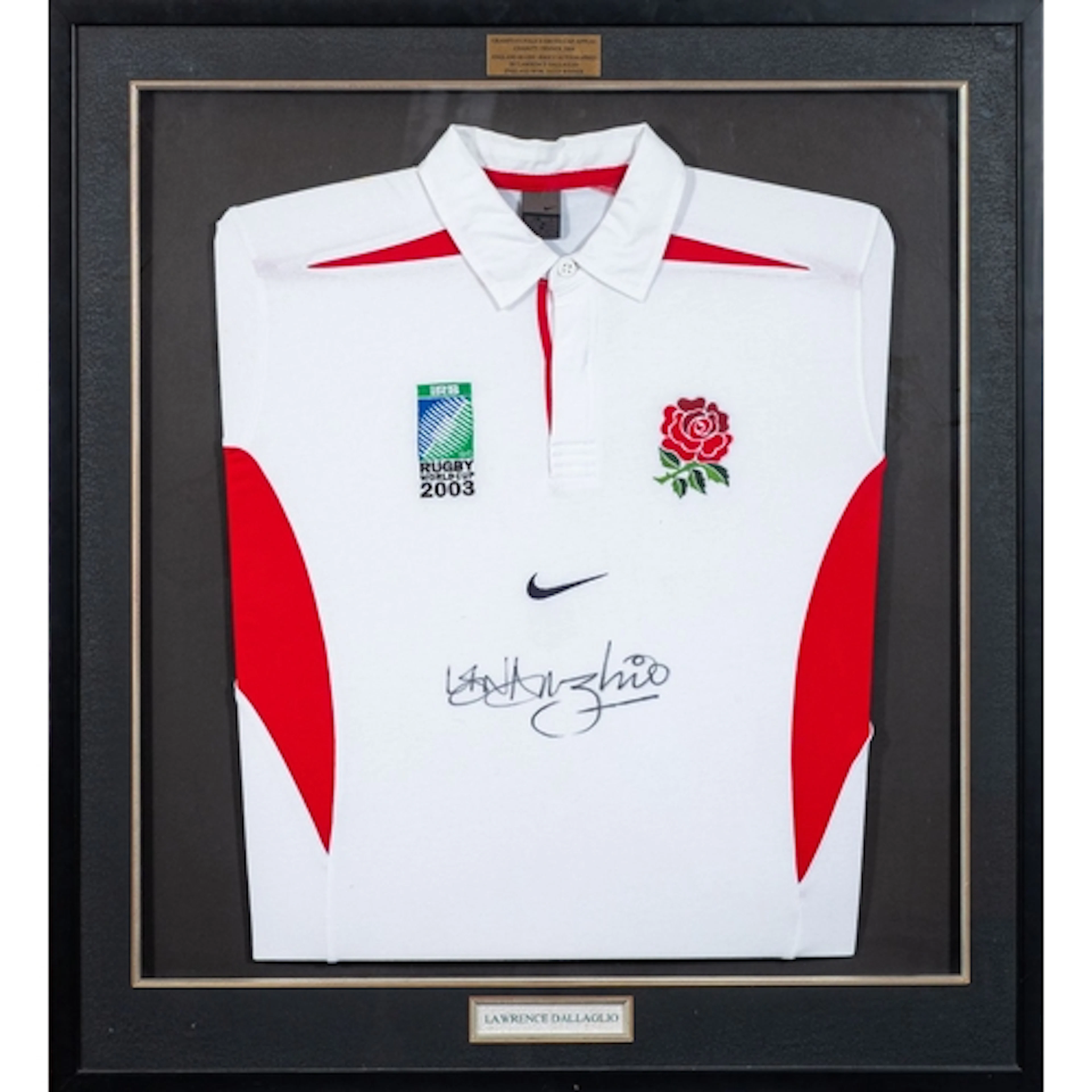 Lawrence Dallaglio (1972-) A signed presentation England rug...
