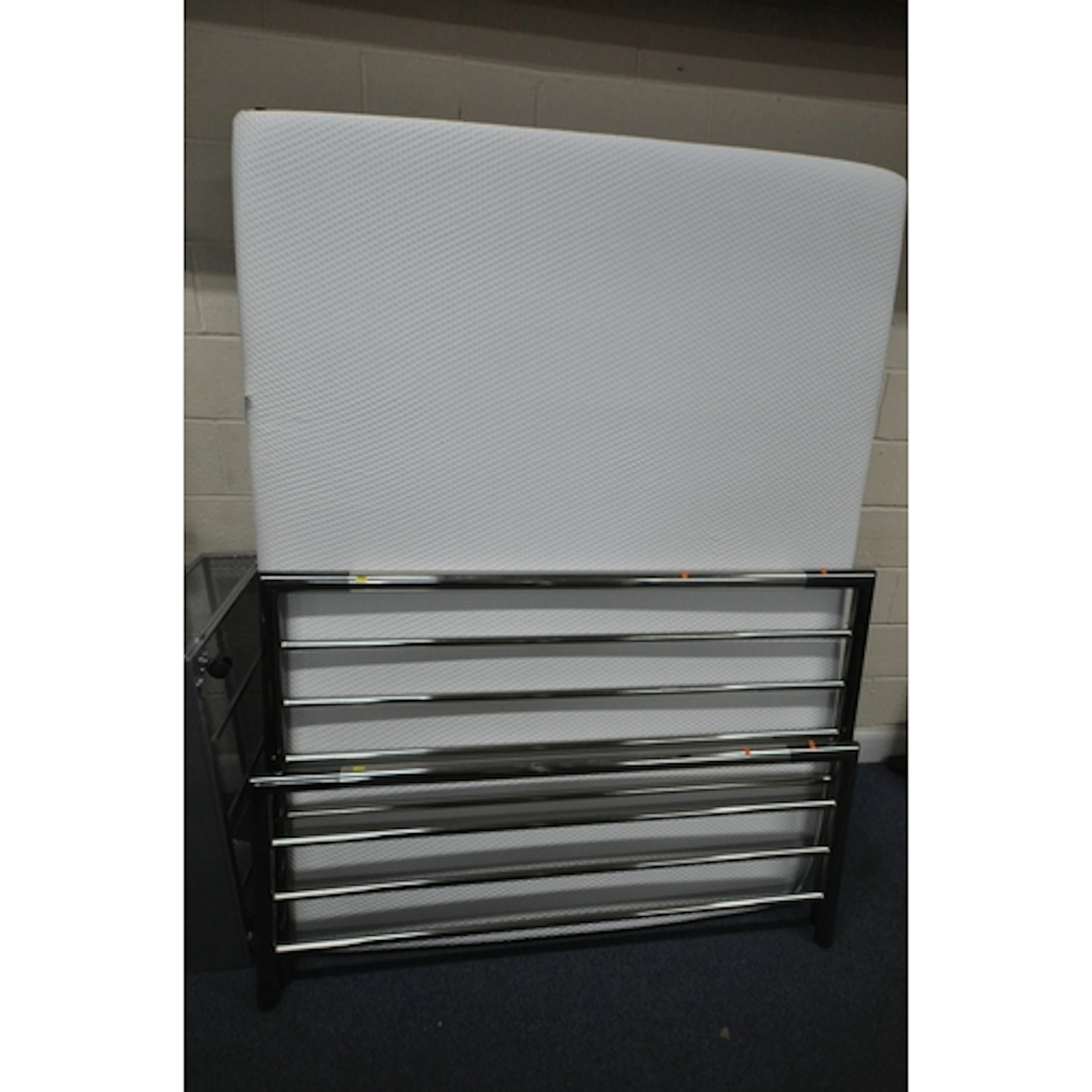 AN EMMA 5FT MATTRESS, along with a tubular metal bedstead, w...