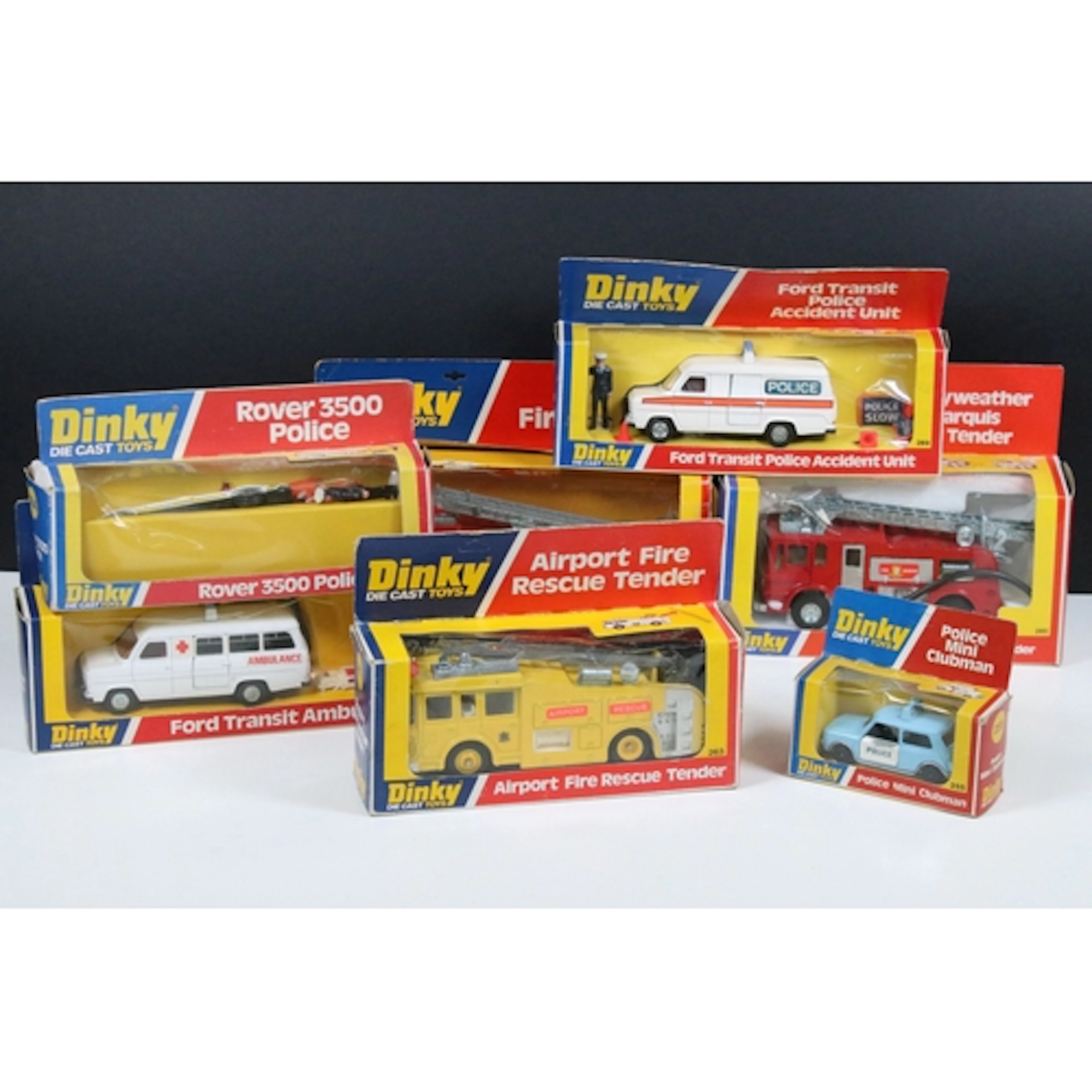 Seven boxed Dinky emergency service diecast models to includ...