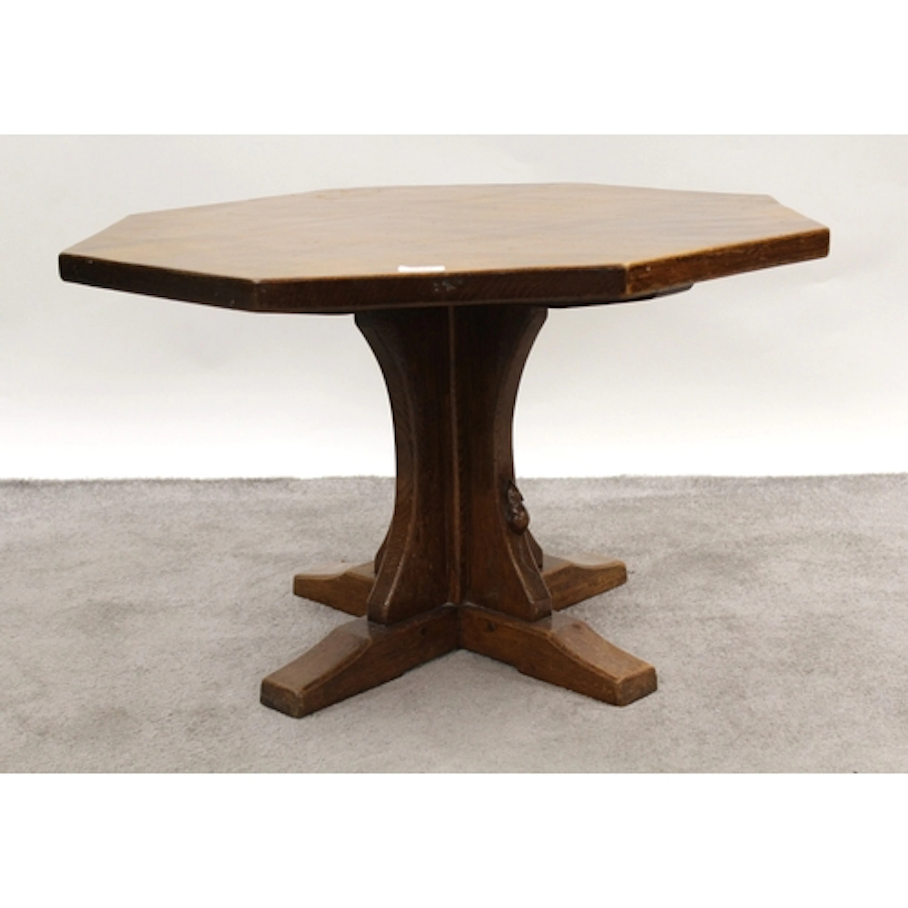 Robert Mouseman Thompson oak octagonal occasional table on a...