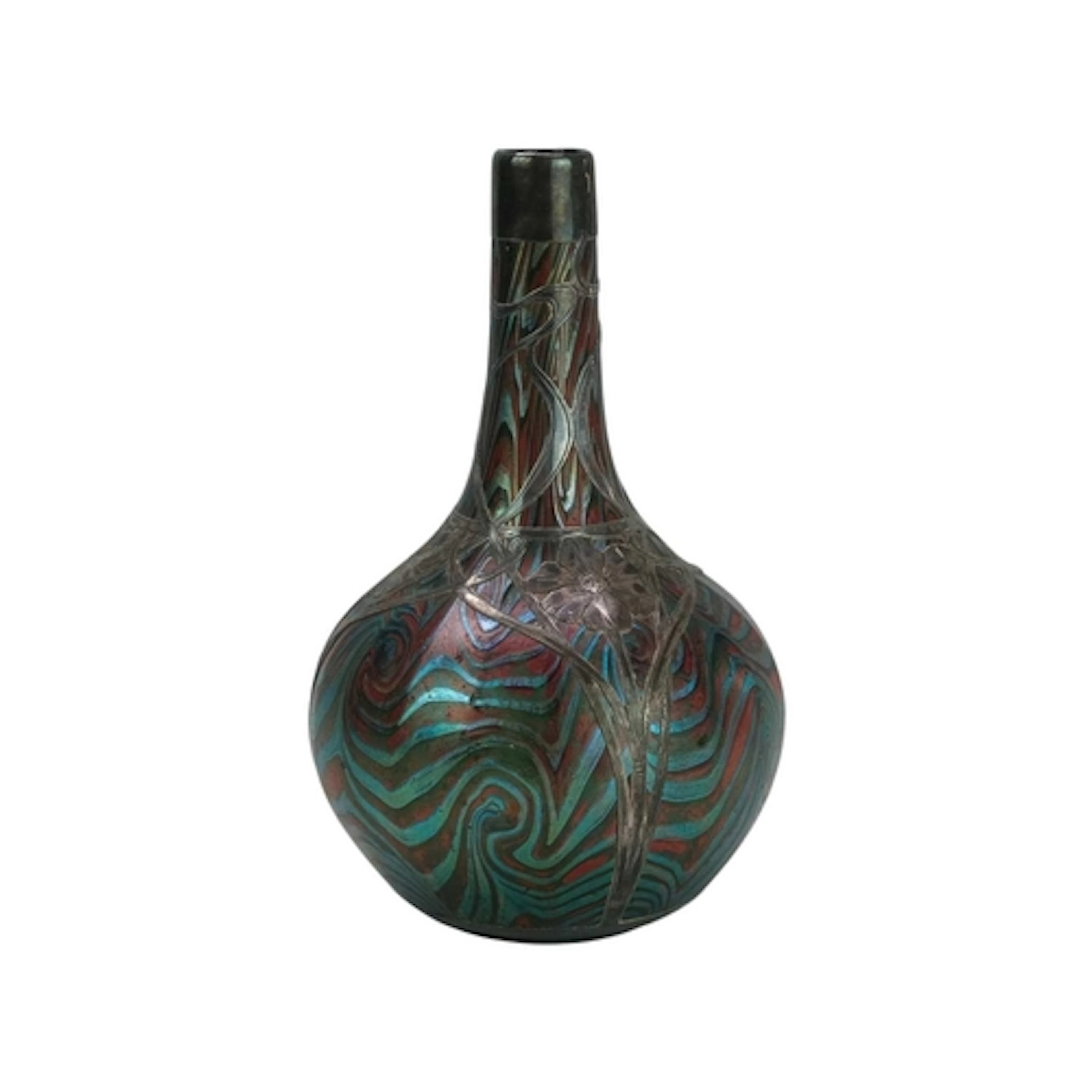 An iridescent glass vase. Circa 1900, Tiffany/Loetz type, wi...