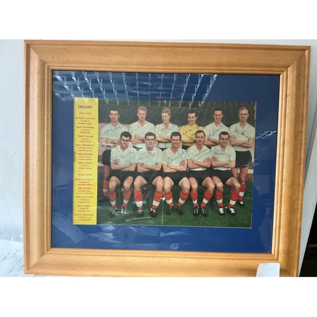 England 1961 Fully Signed Framed Display: All 11 signed in t...