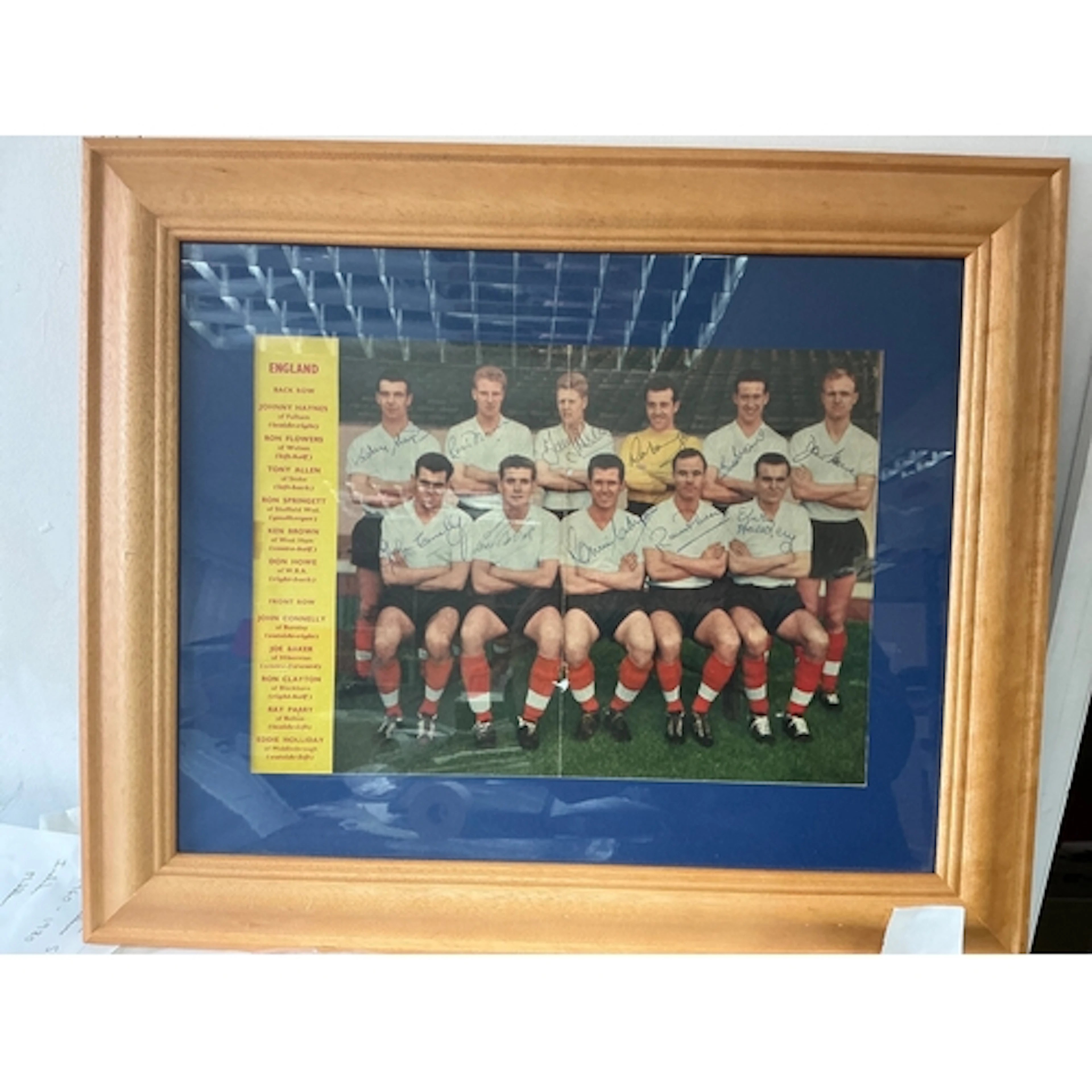 England 1961 Fully Signed Framed Display: All 11 signed in t...