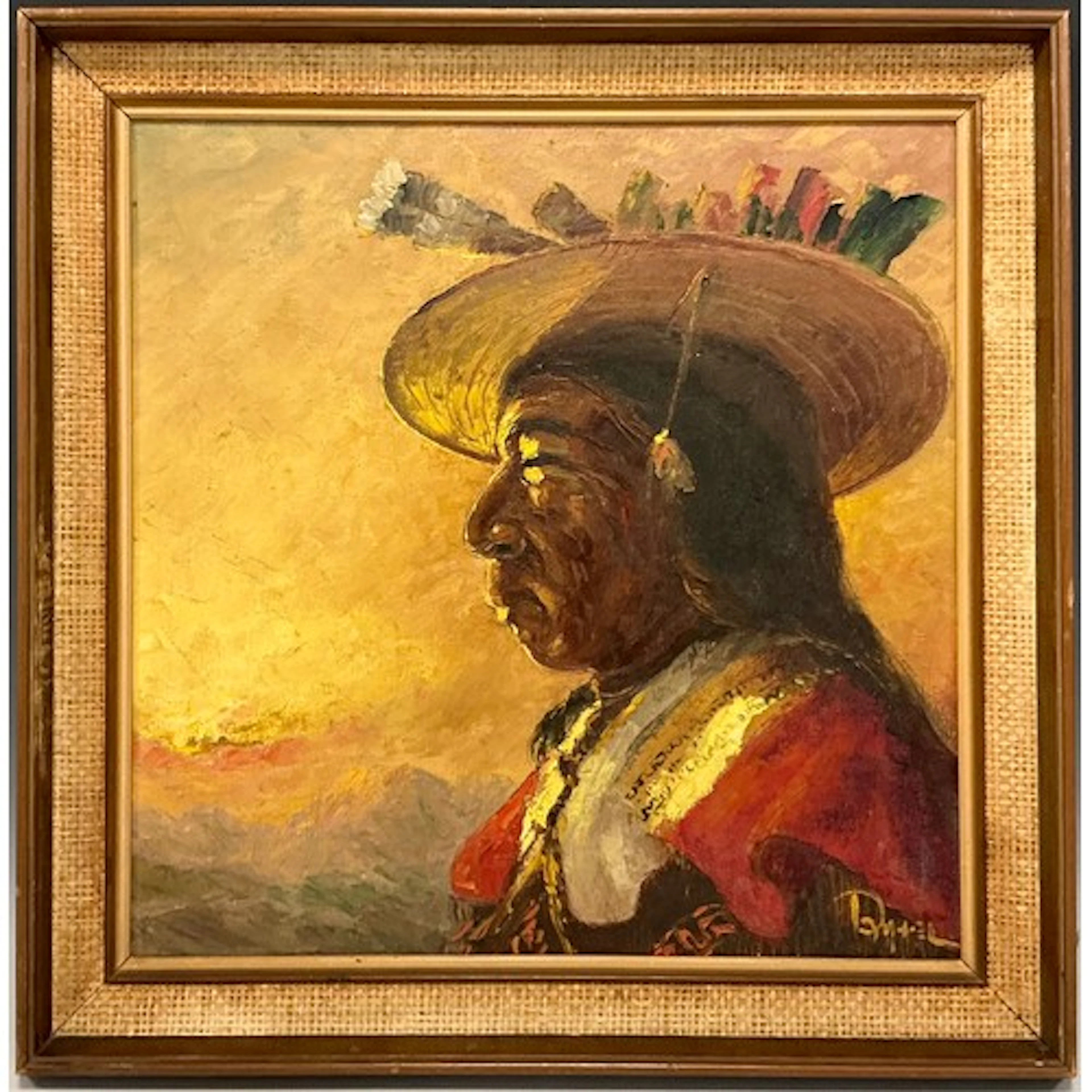 American school, mid 20th century Portrait on a Native Amer...