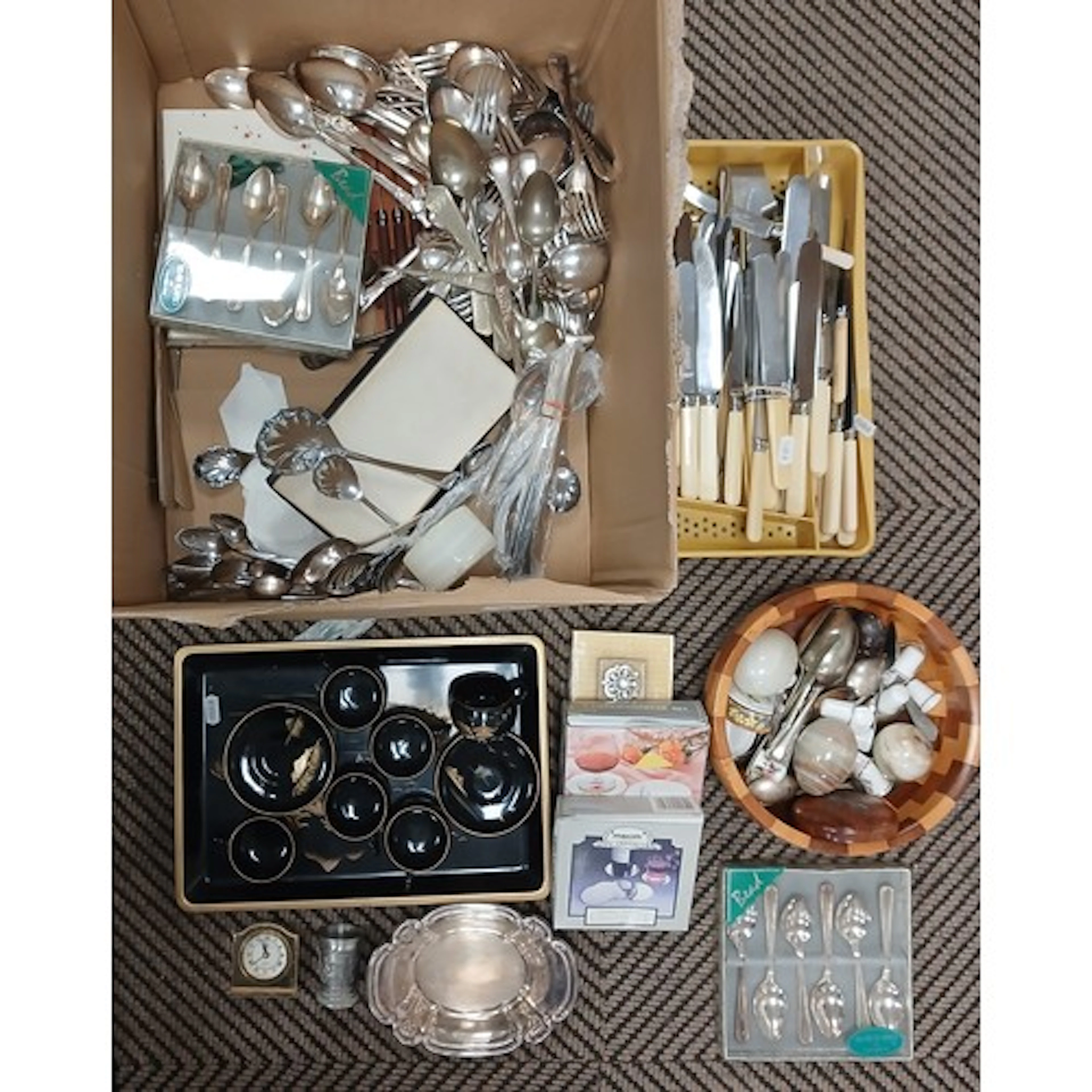 Large collection of EP flatware, Oriental style tea service,...