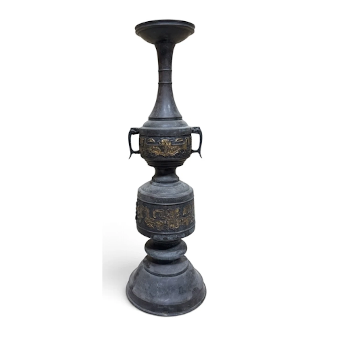 A CHINESE BRONZE CANDLESTICK 56 cm