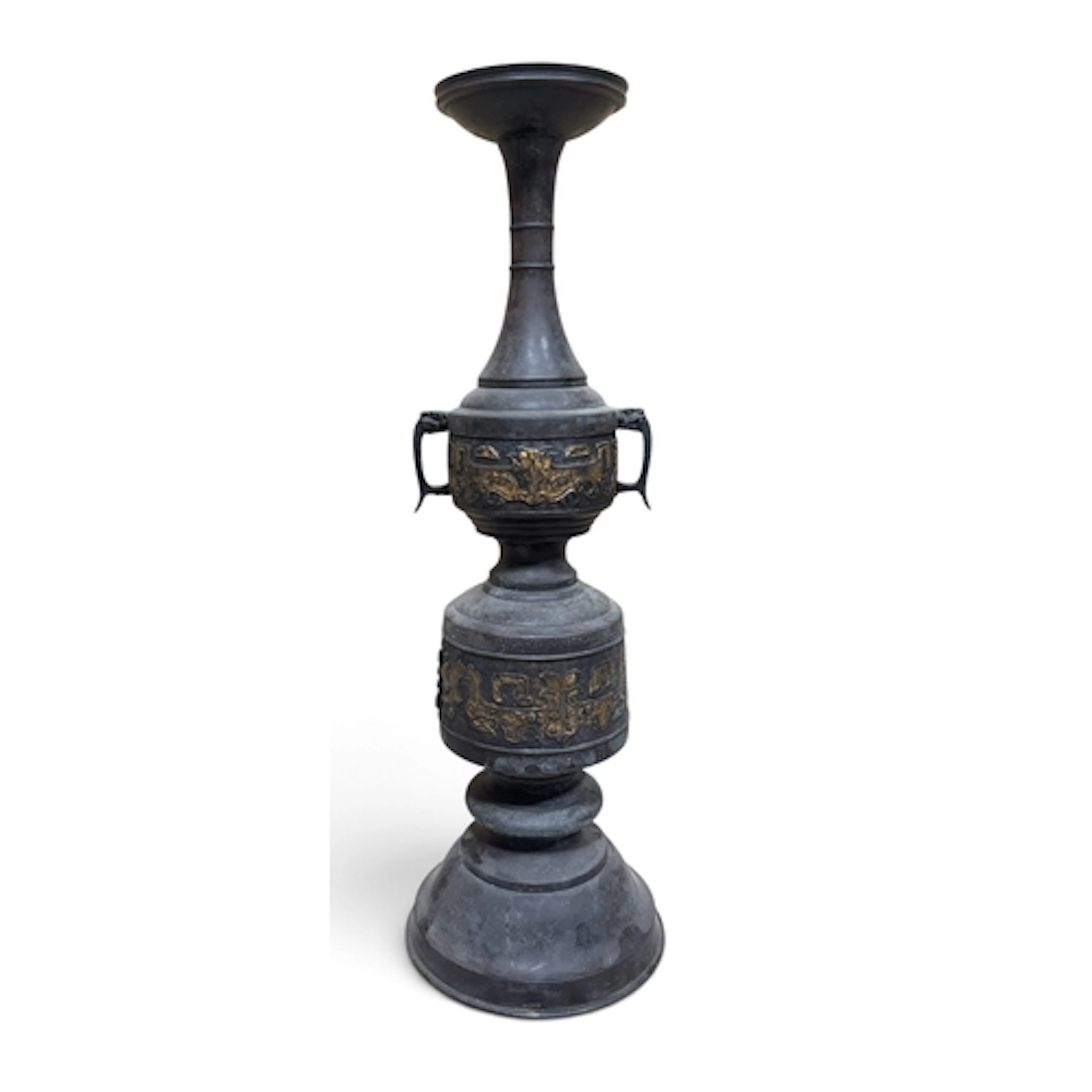 A CHINESE BRONZE CANDLESTICK 56 cm