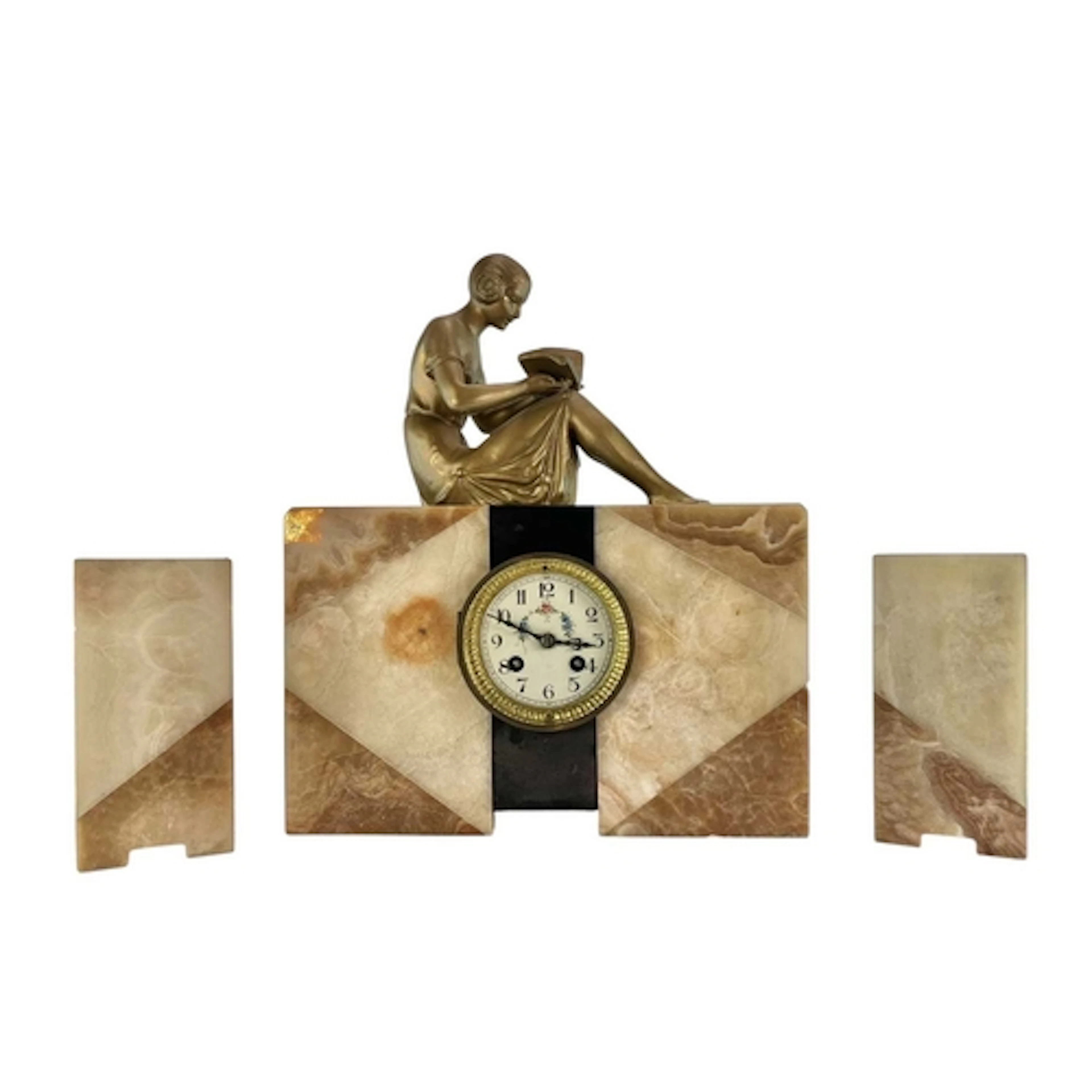 An Art Deco French early 20th century circa 1930s marble and...