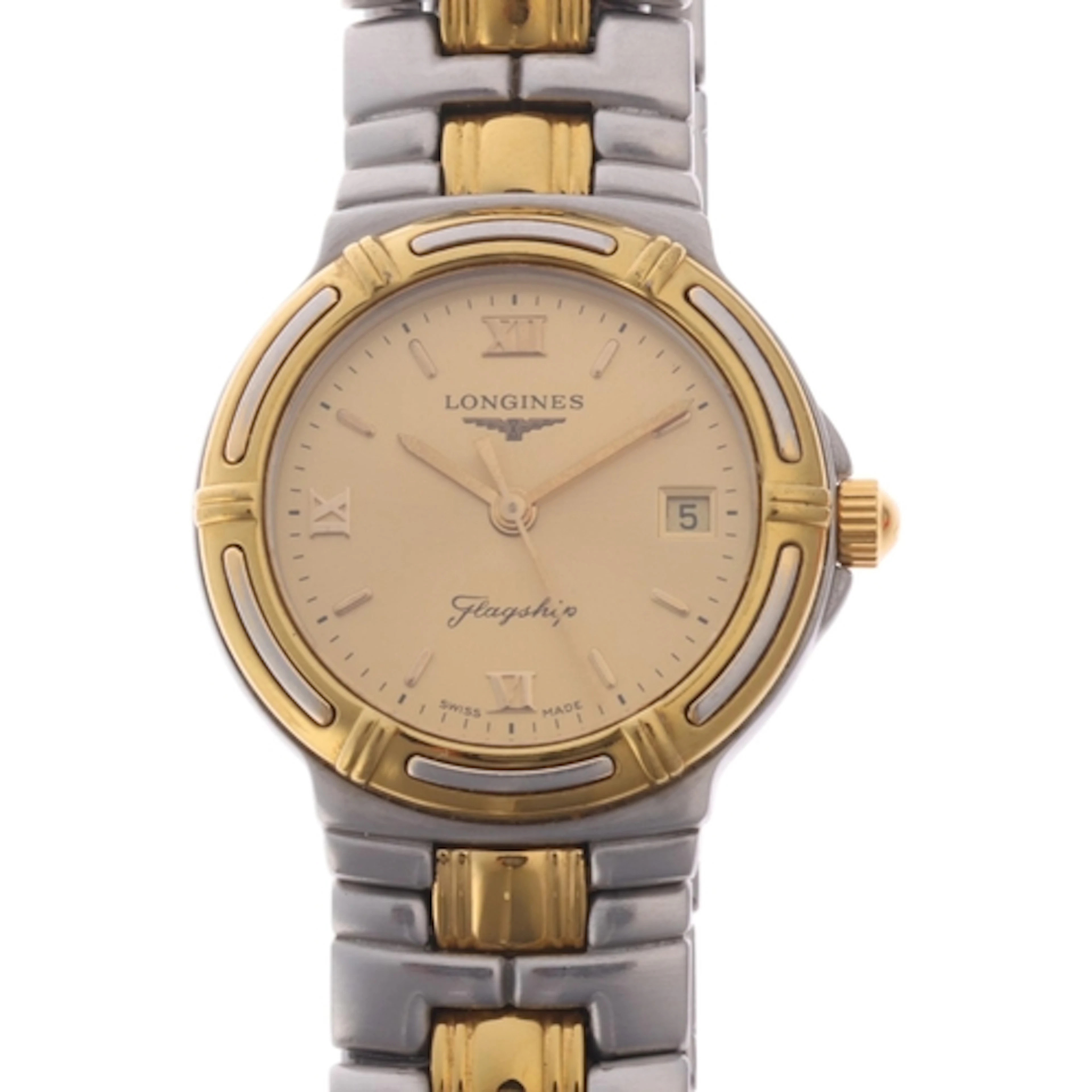 LONGINES - a lady's gold plated stainless steel Flagship qua...