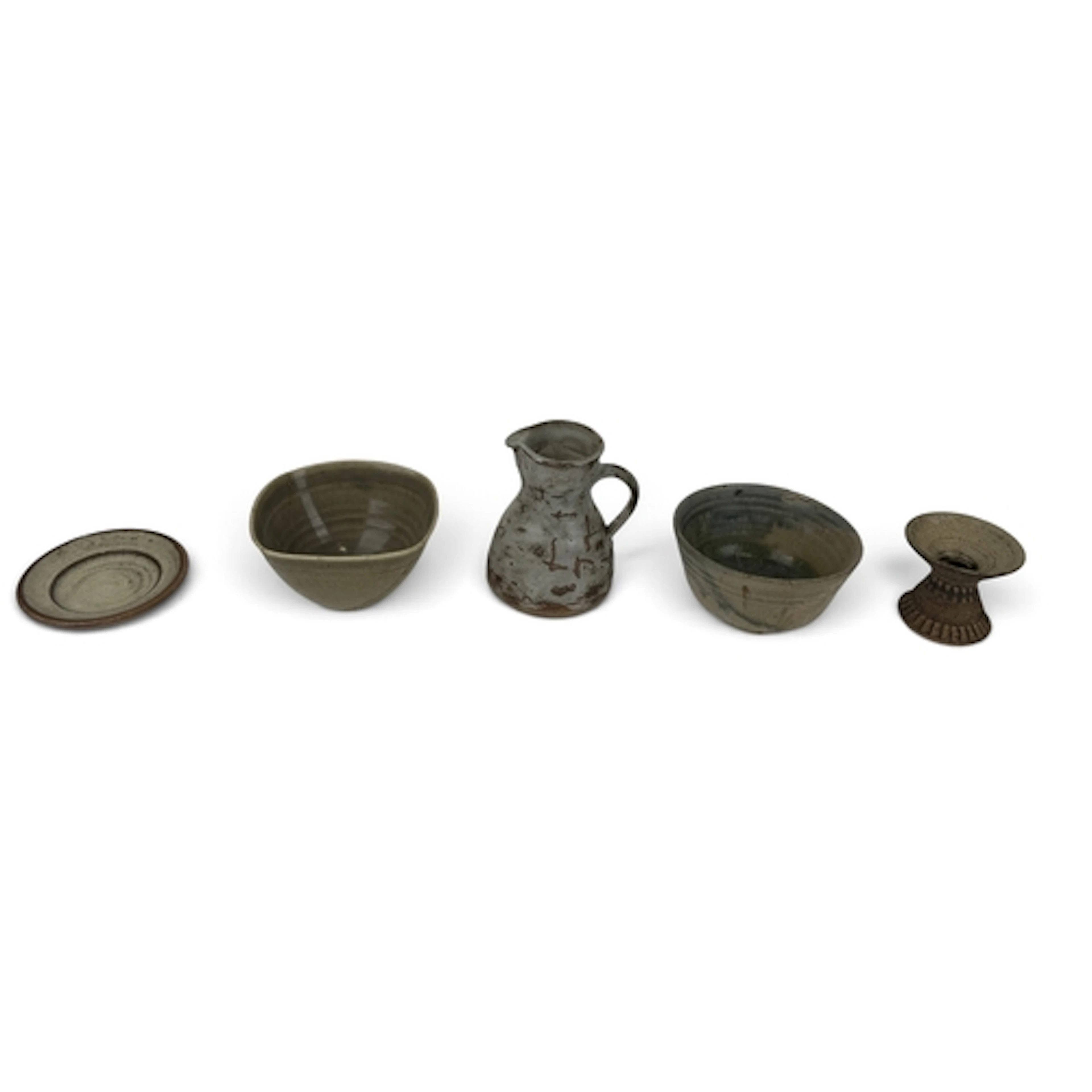FIVE PIECES OF STUDIO POTTERY Largest 13cm H
