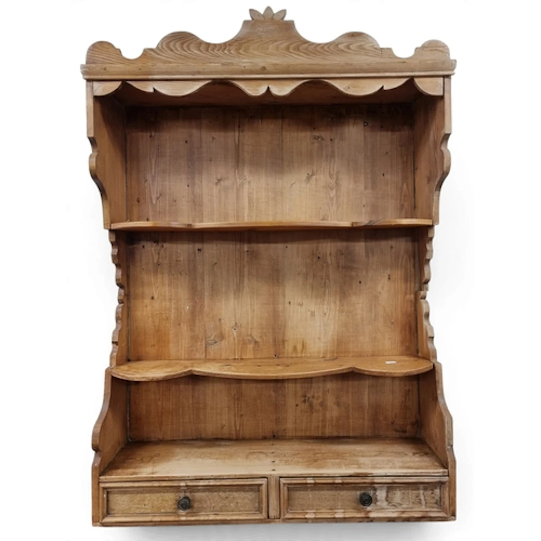 A good 19th Century stripped Pine wall mounted set of Shelve...