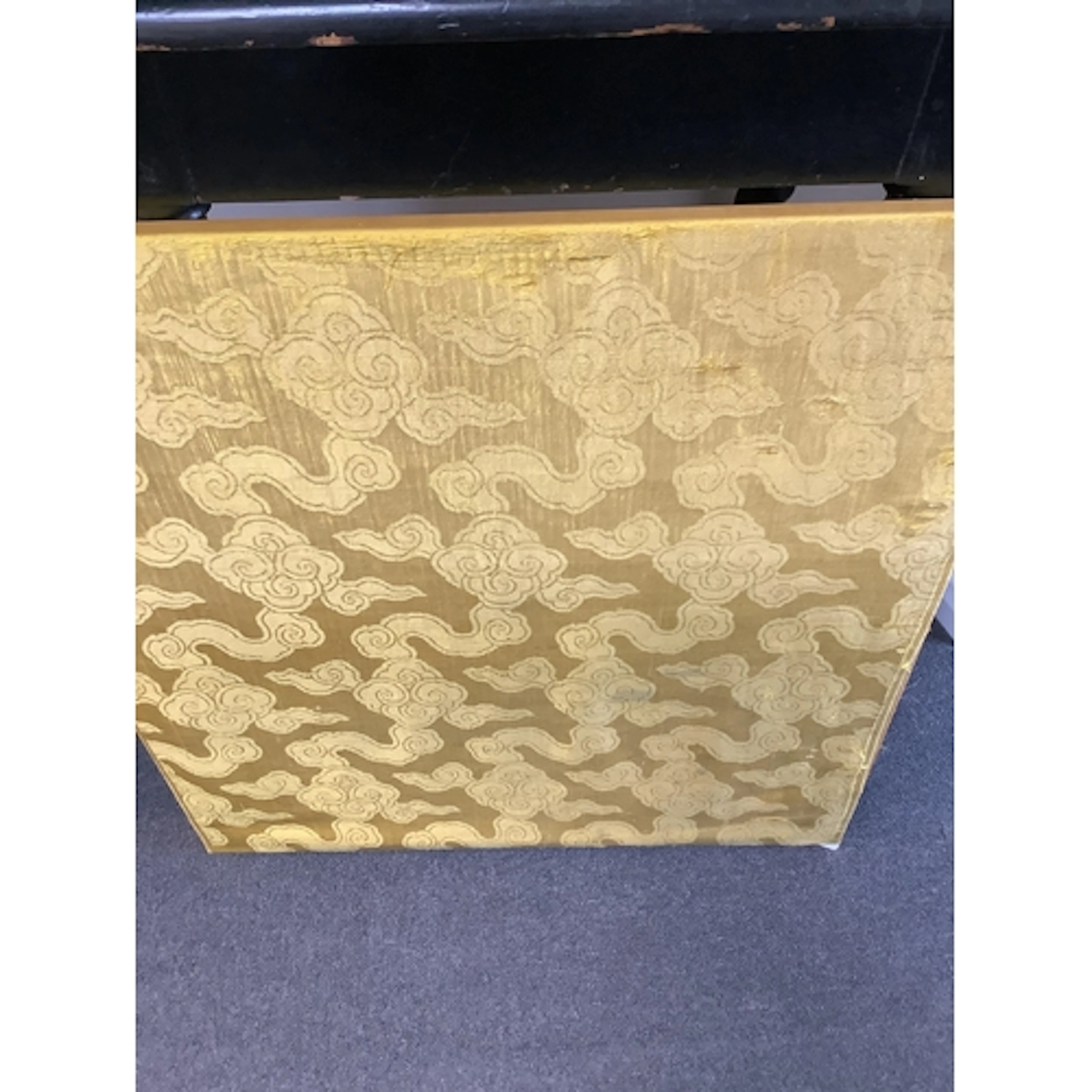 A Qing dysasty Imperial yellow silk damask panel, with repea...