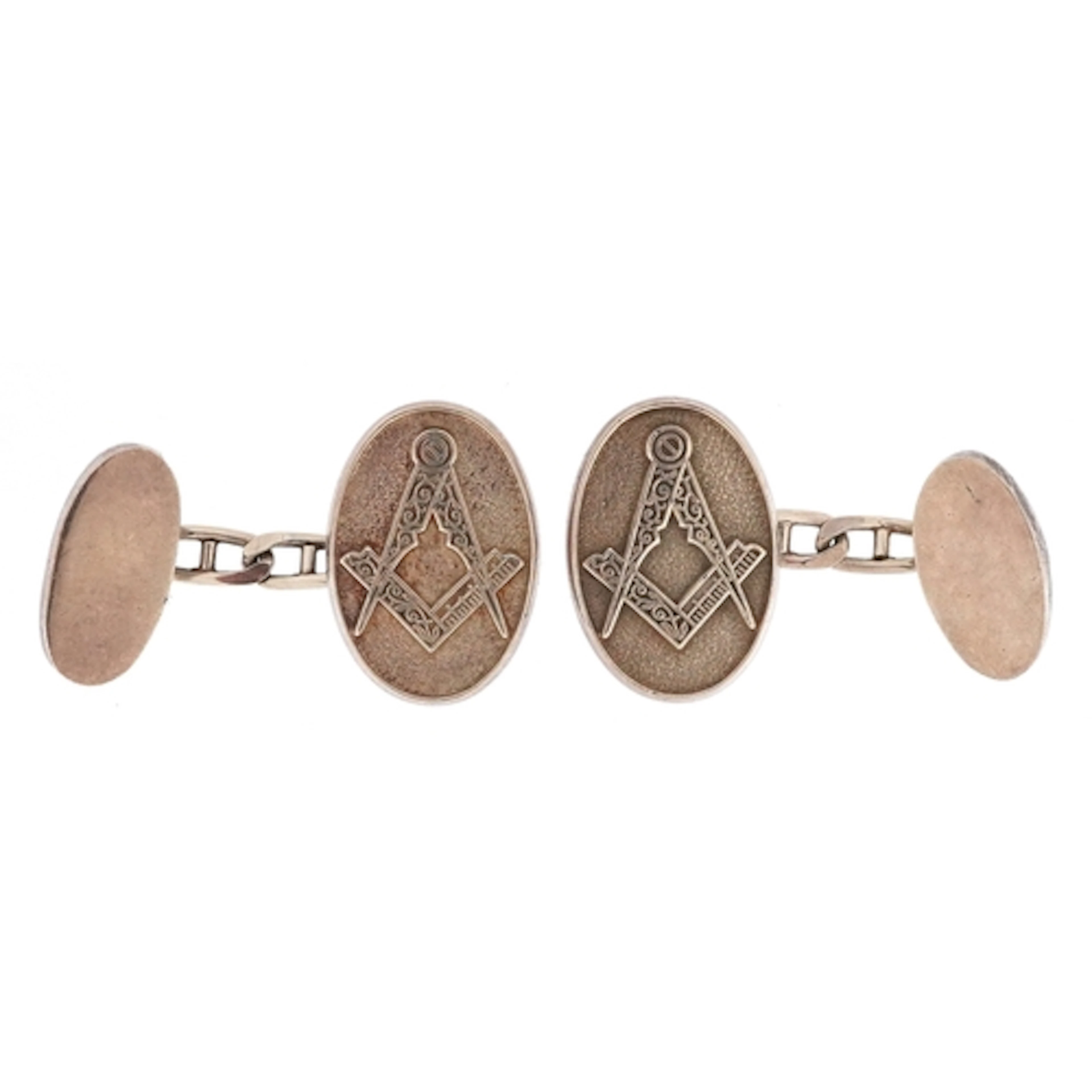 Pair of masonic silver cufflinks, 1.8cm high, total 9.8g, ho...