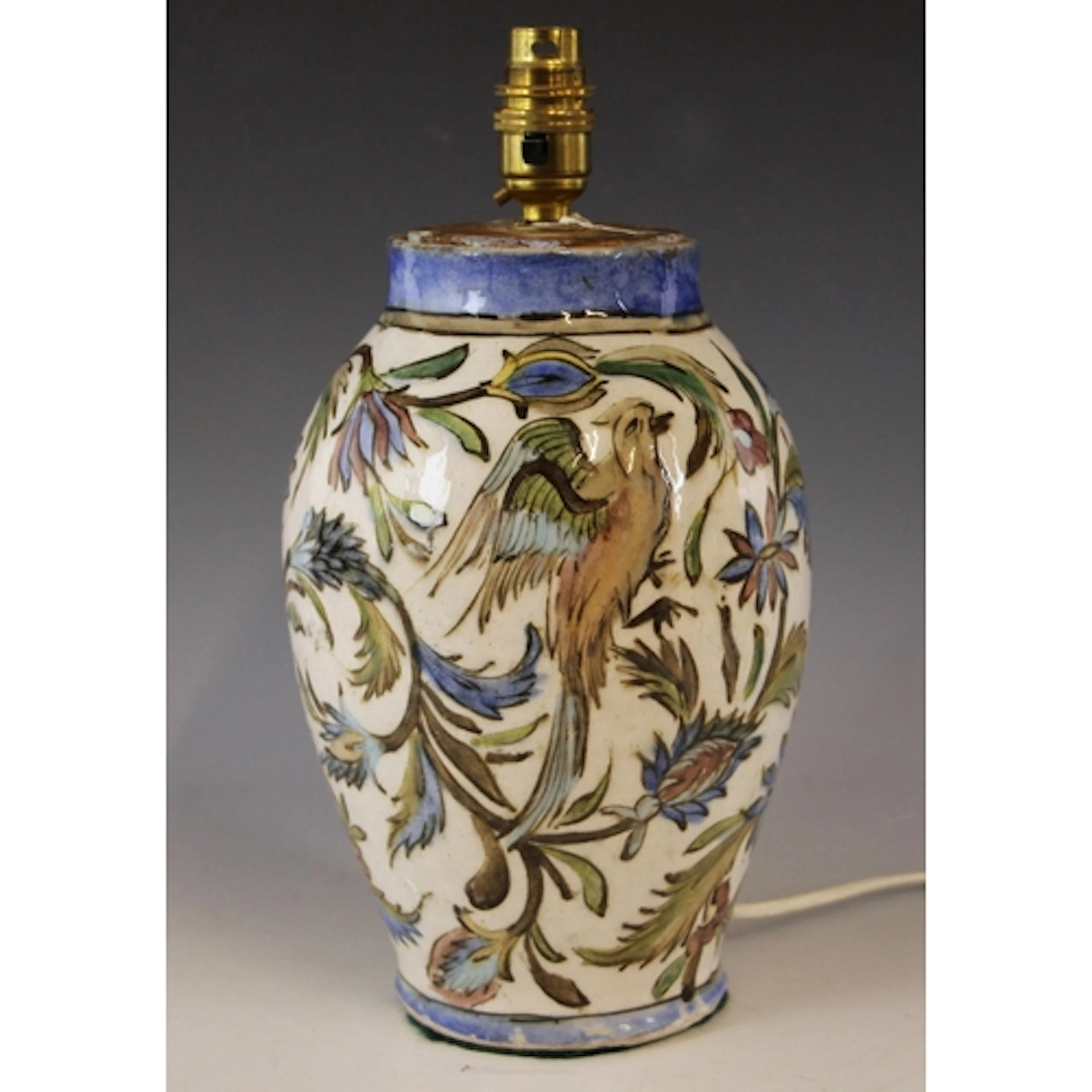 A Turkish style earthenware vase, 20th century, the ovoid bo...