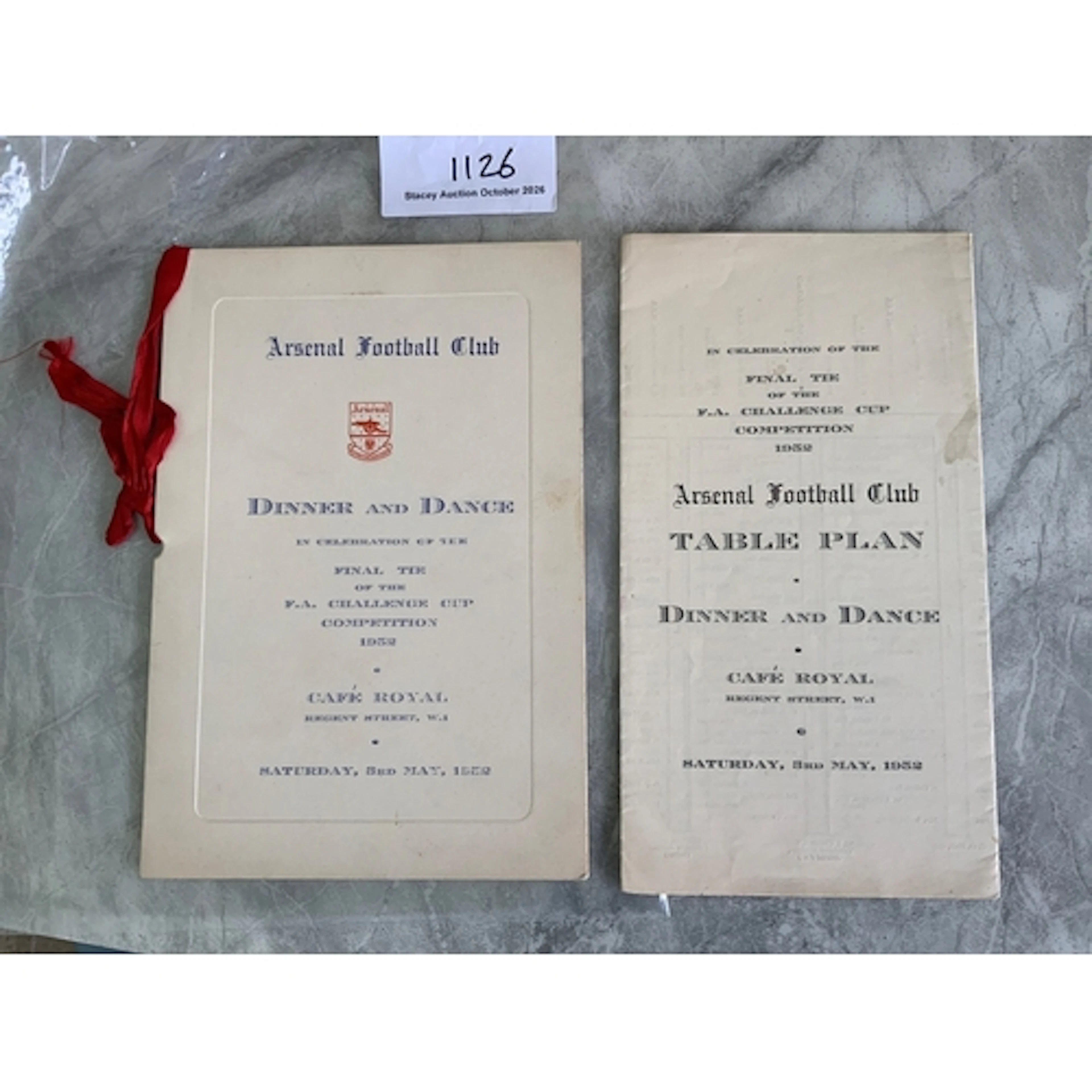 Arsenal 1952 FA Cup Final Football Menu: Held in London the ...