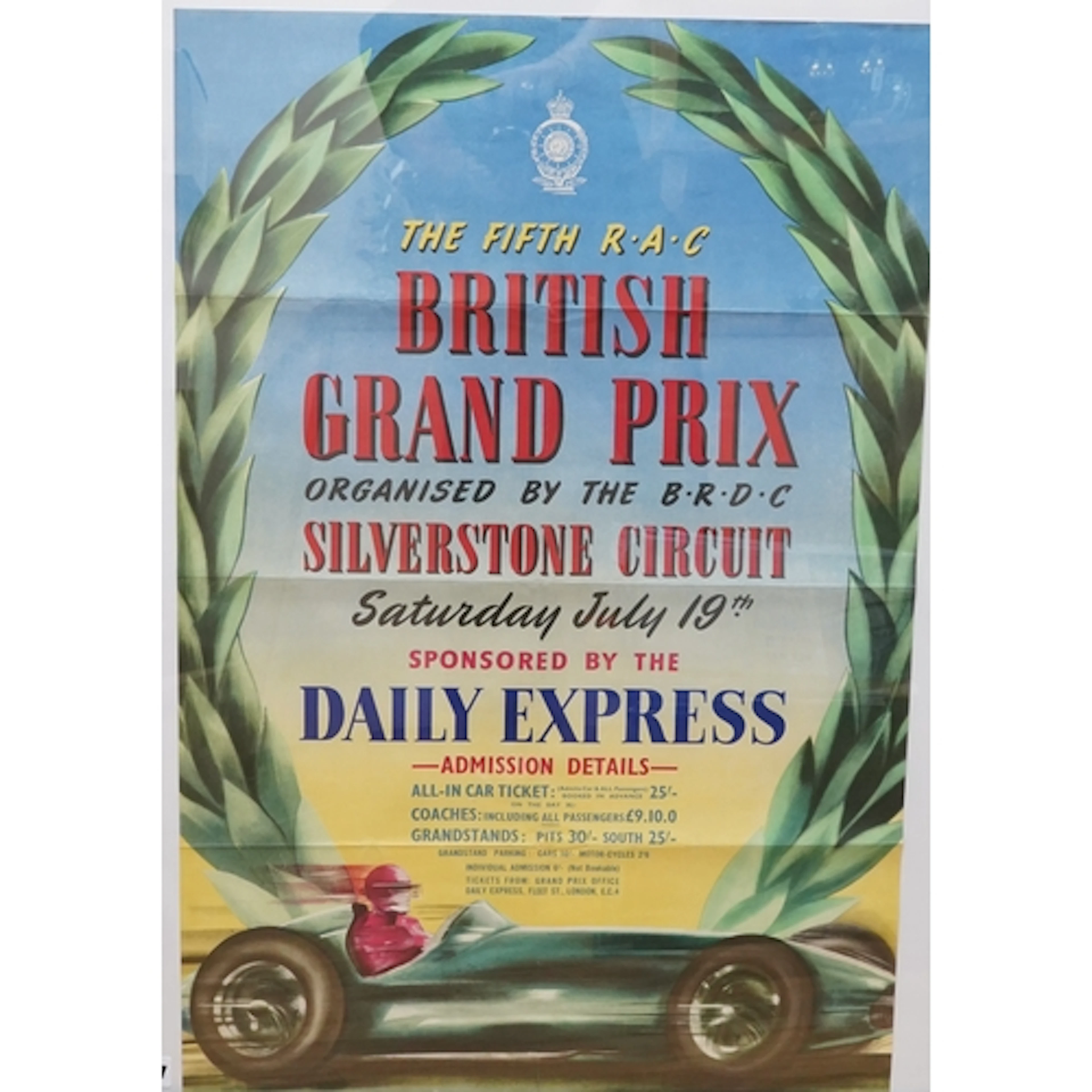 The Fifth R.A.C British Grand Prix poster, circa 1952, 'ORGA...