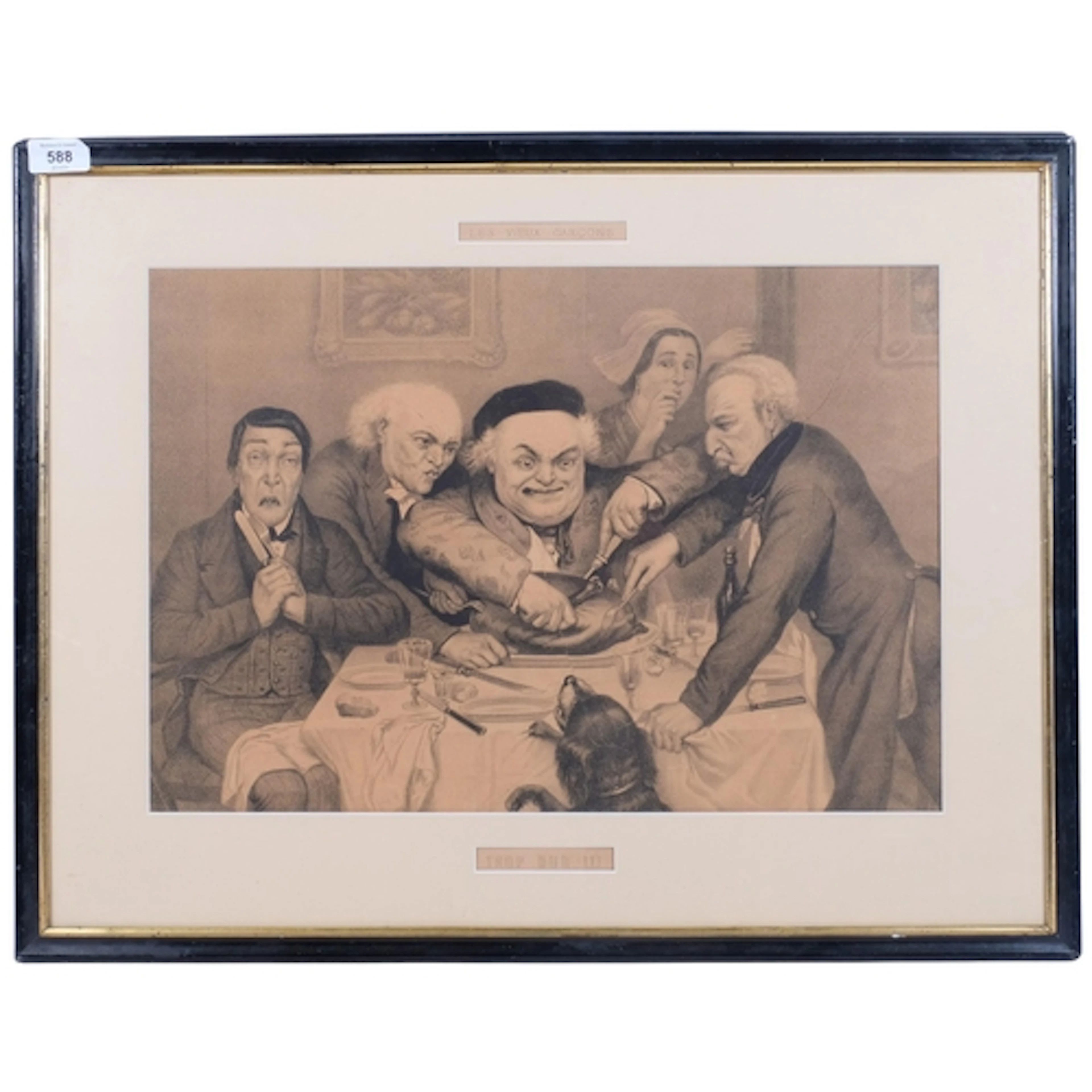 Honore Daumier, 2 Antique caricature engravings, Les Vieille...
