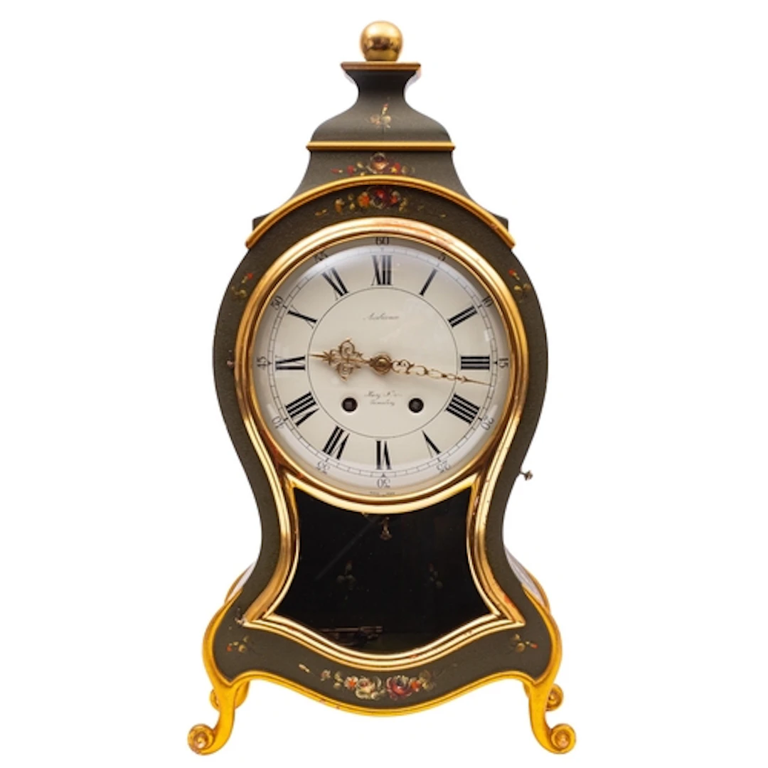 Sonceboz, a modern lacquered bracket clock and bracket the e...