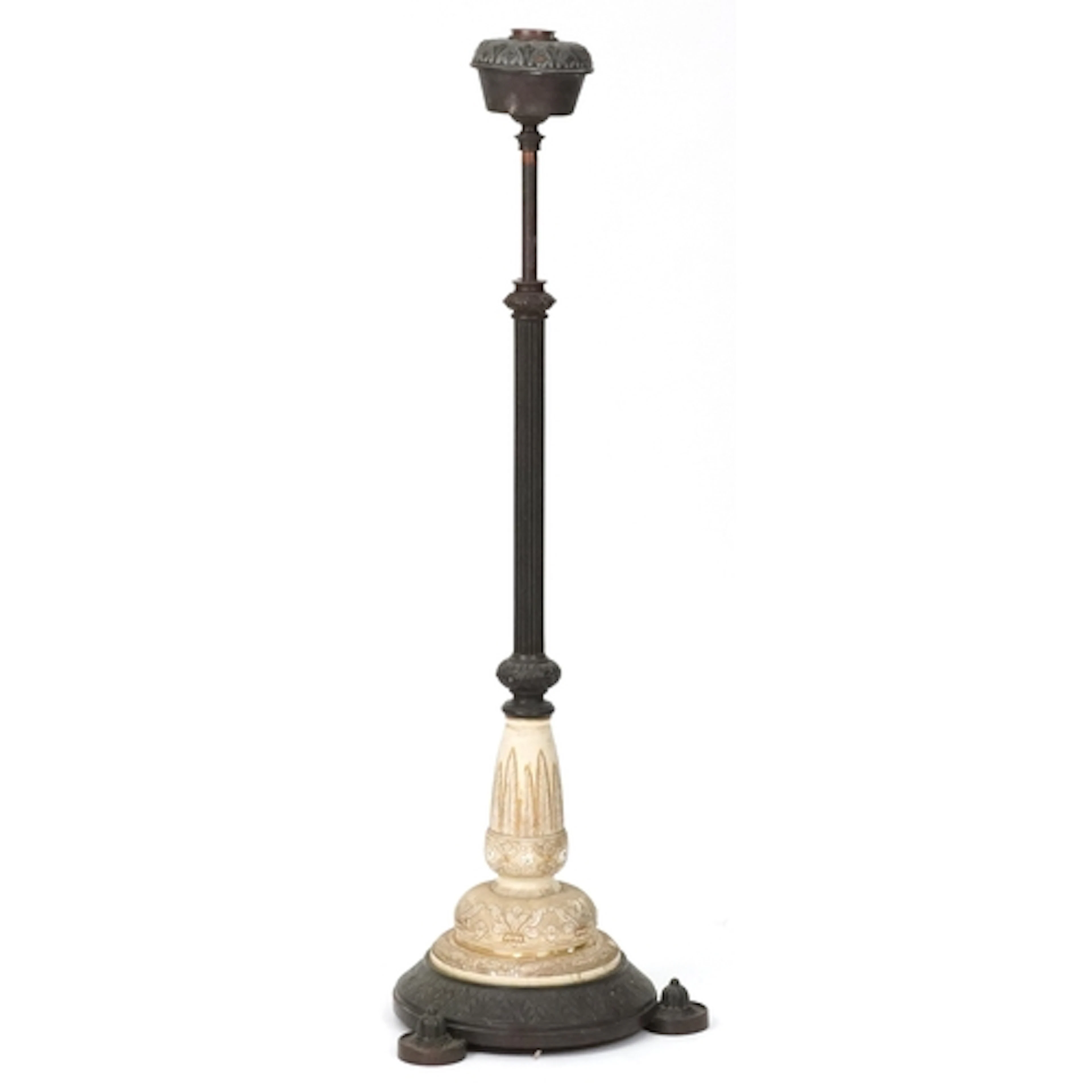 19th century bronzed and earthenware adjustable floor standi...