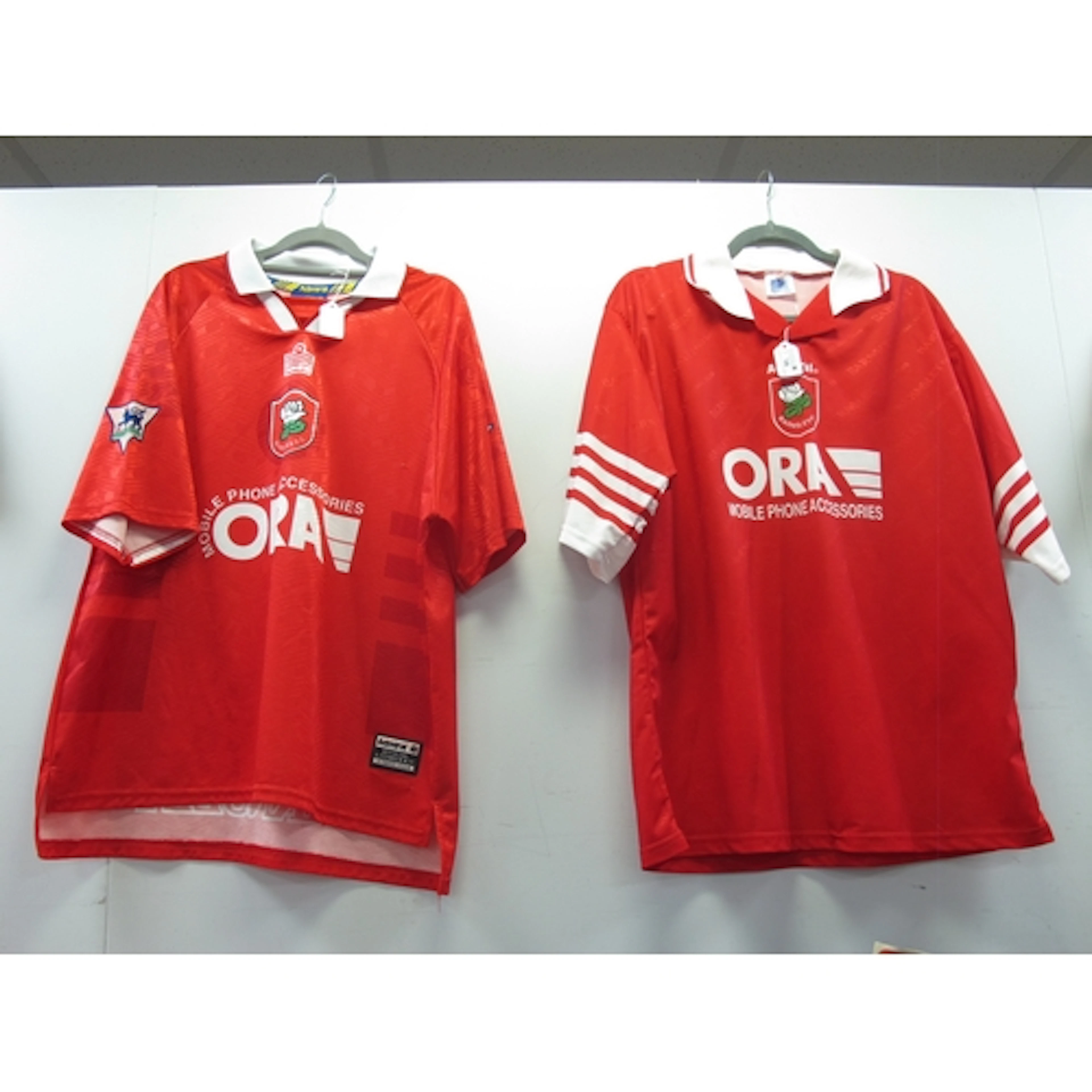 Barnsley Admiral Home Shirts with 'Ora' Logo, one bearing Pr...