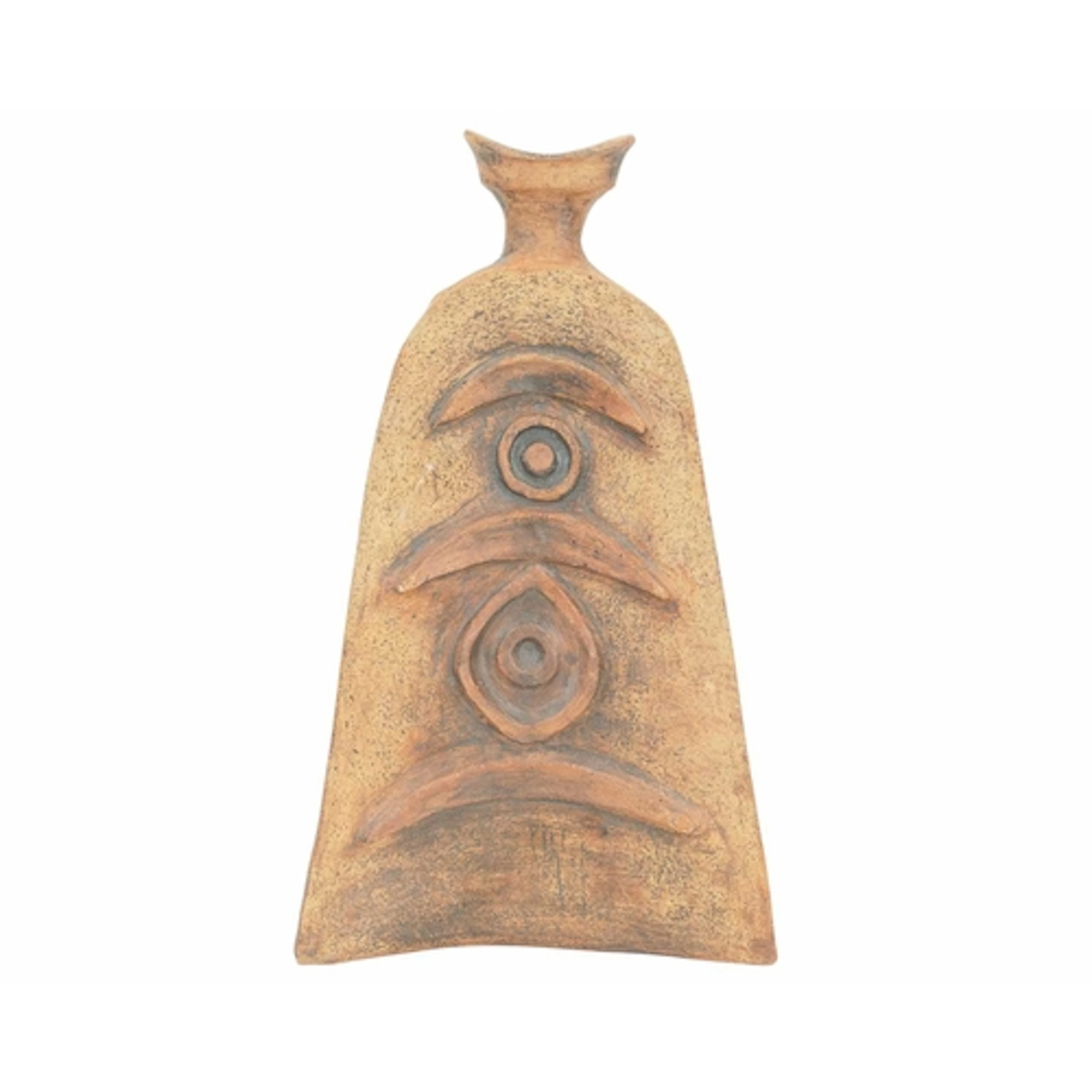 A studio pottery brutalist vase. Mid century, of tapering fo...