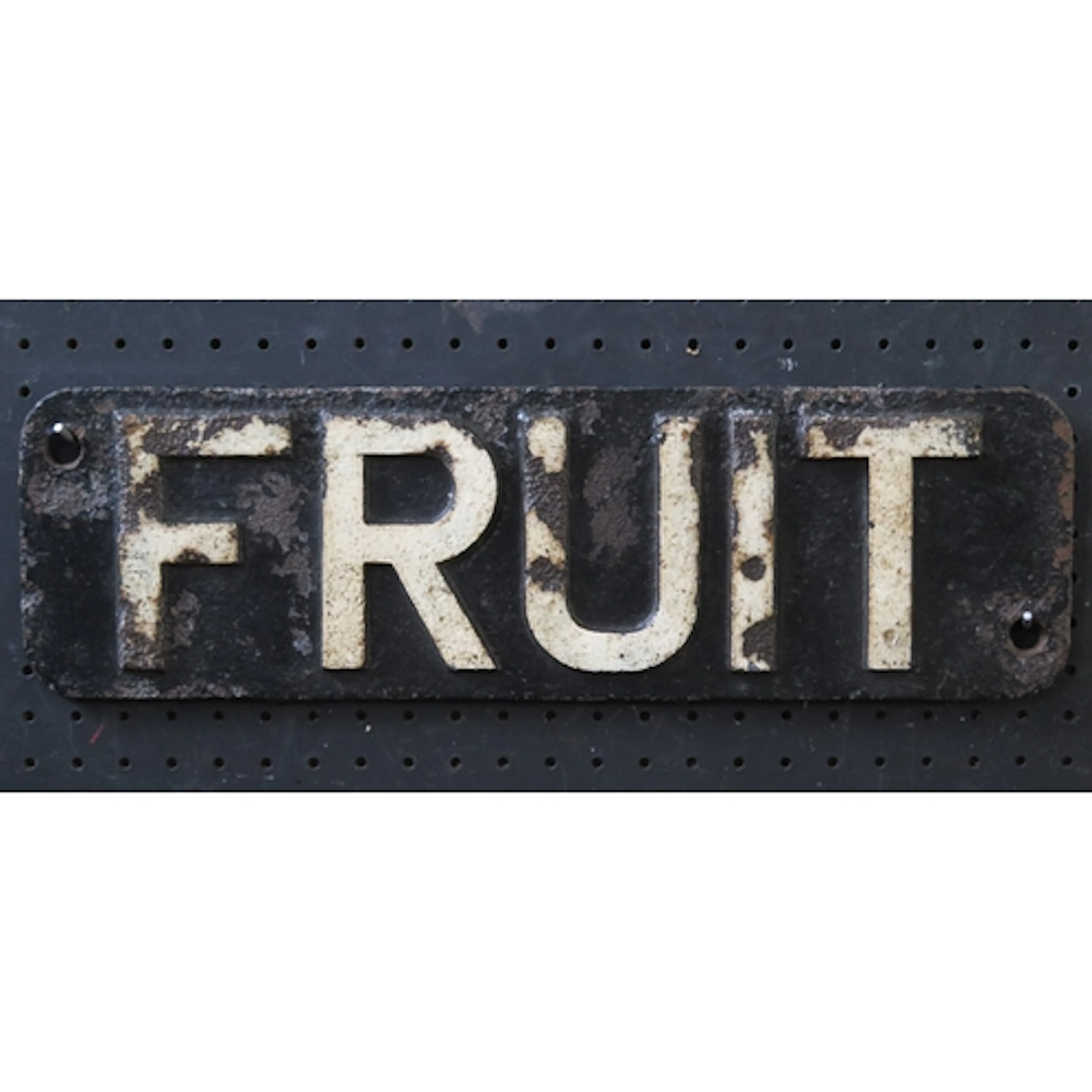 "Fruit" - a cast iron sign, 13cm x 42cm