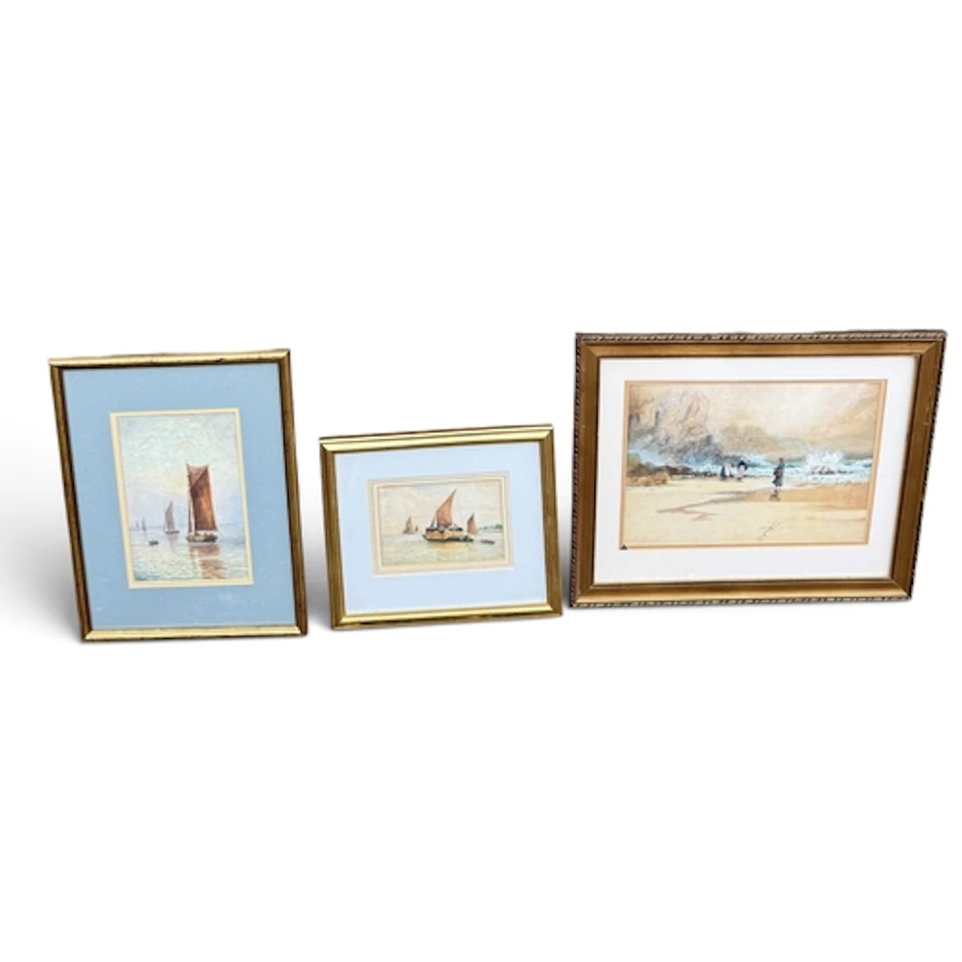 THREE WATER COLOURS INCLUDING TWO SHIPPING SCENES Watercolou...