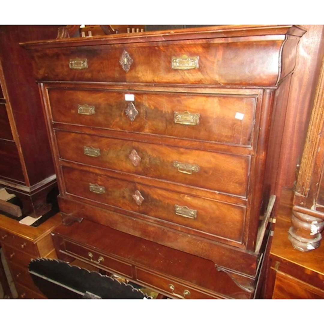 19th Century mahogany secretaire chest, the moulded drawer w...
