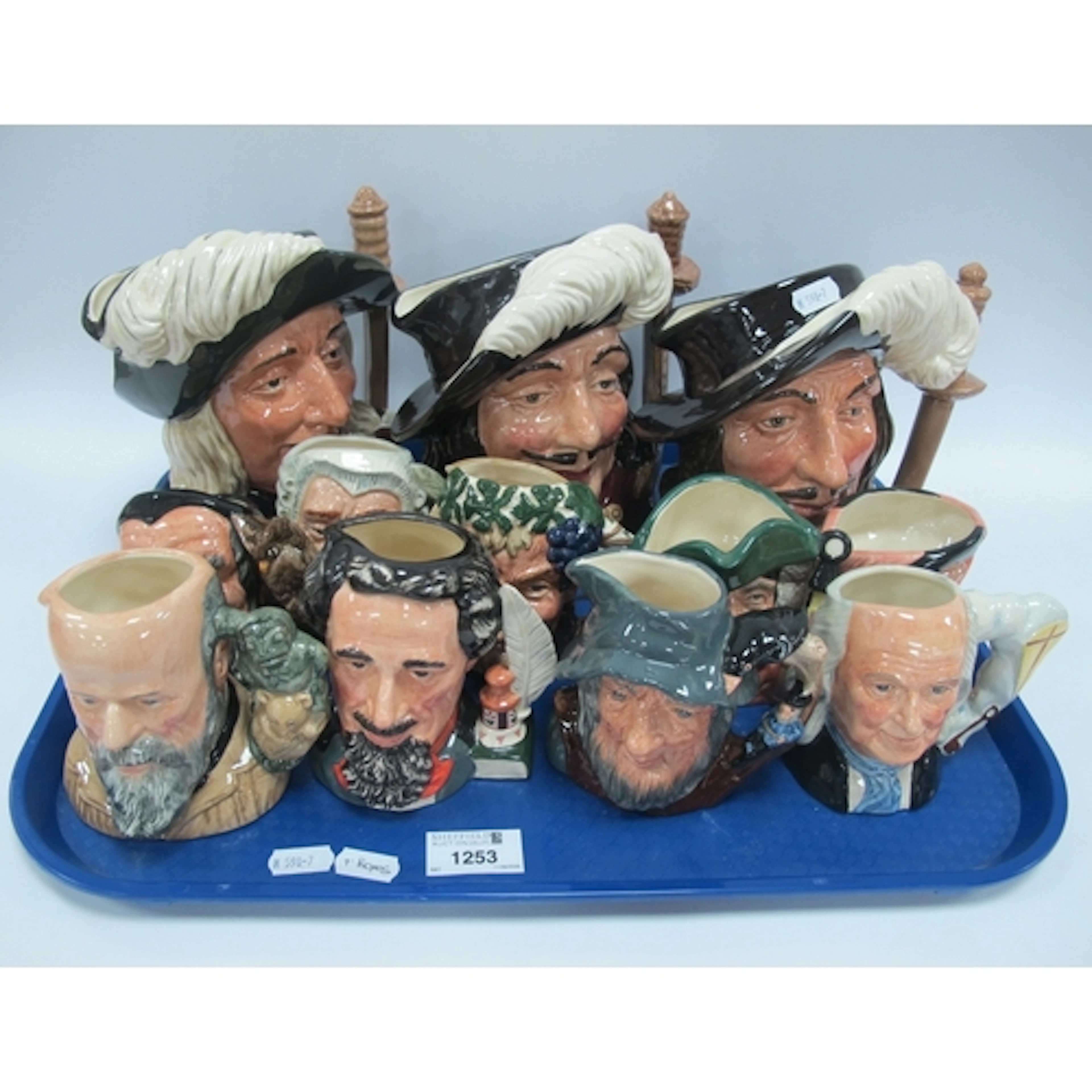 Royal Doulton character jugs, including "The Three Musketeer...