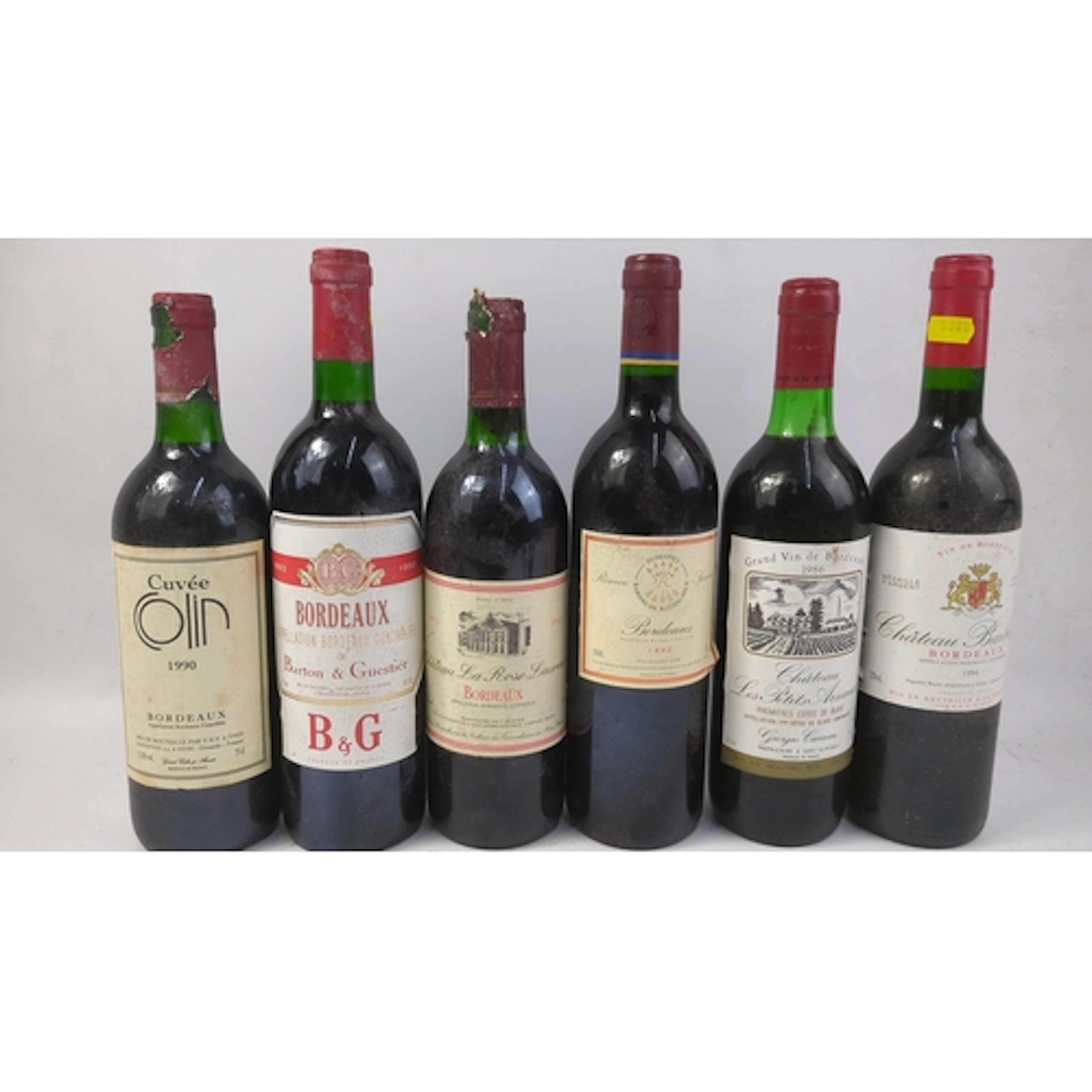 6 x bottles of Bordeaux red wine: Cuvée Colin 1990, Barton &...