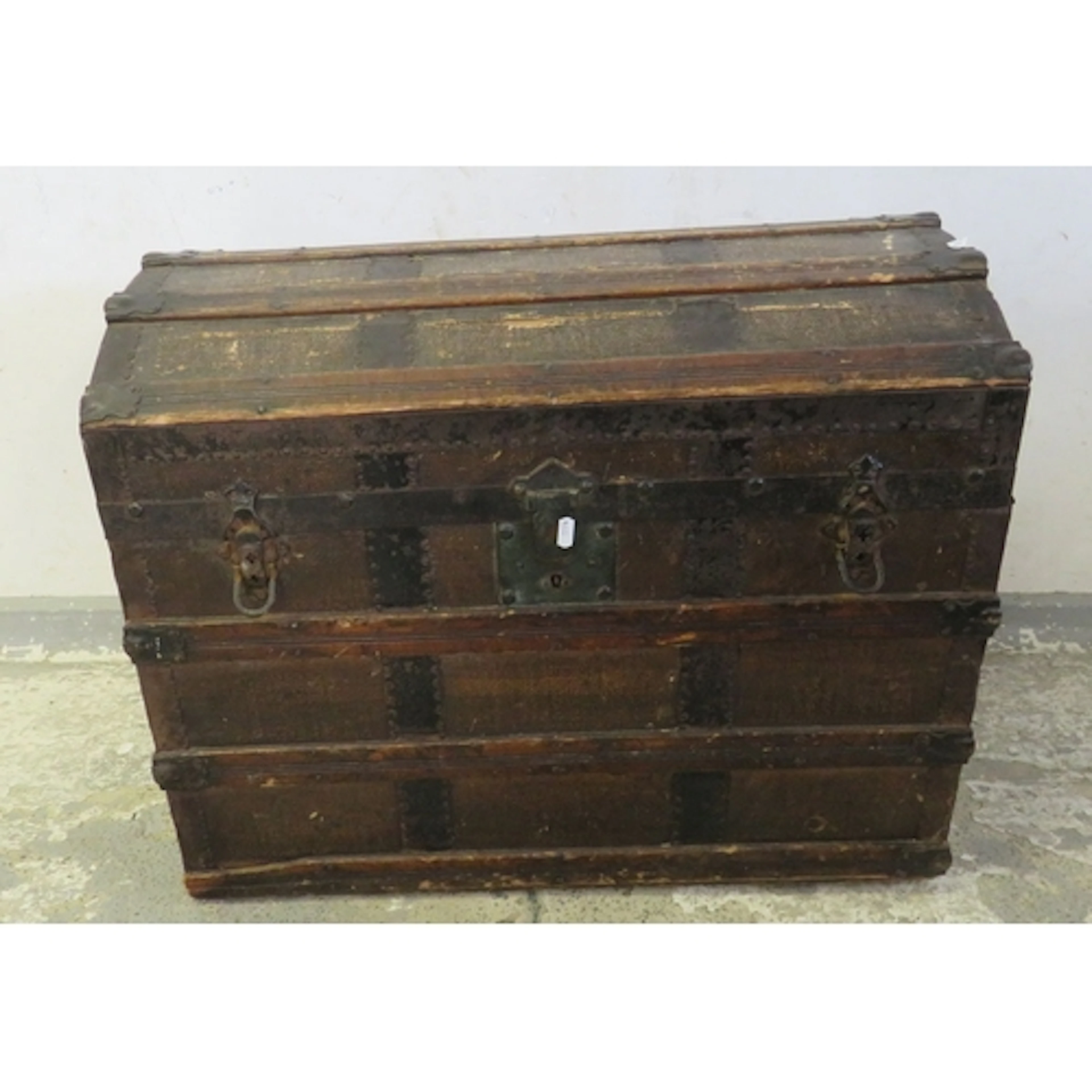 Vintage Wooden Domed Topped Storage Trunk with metal clasps ...