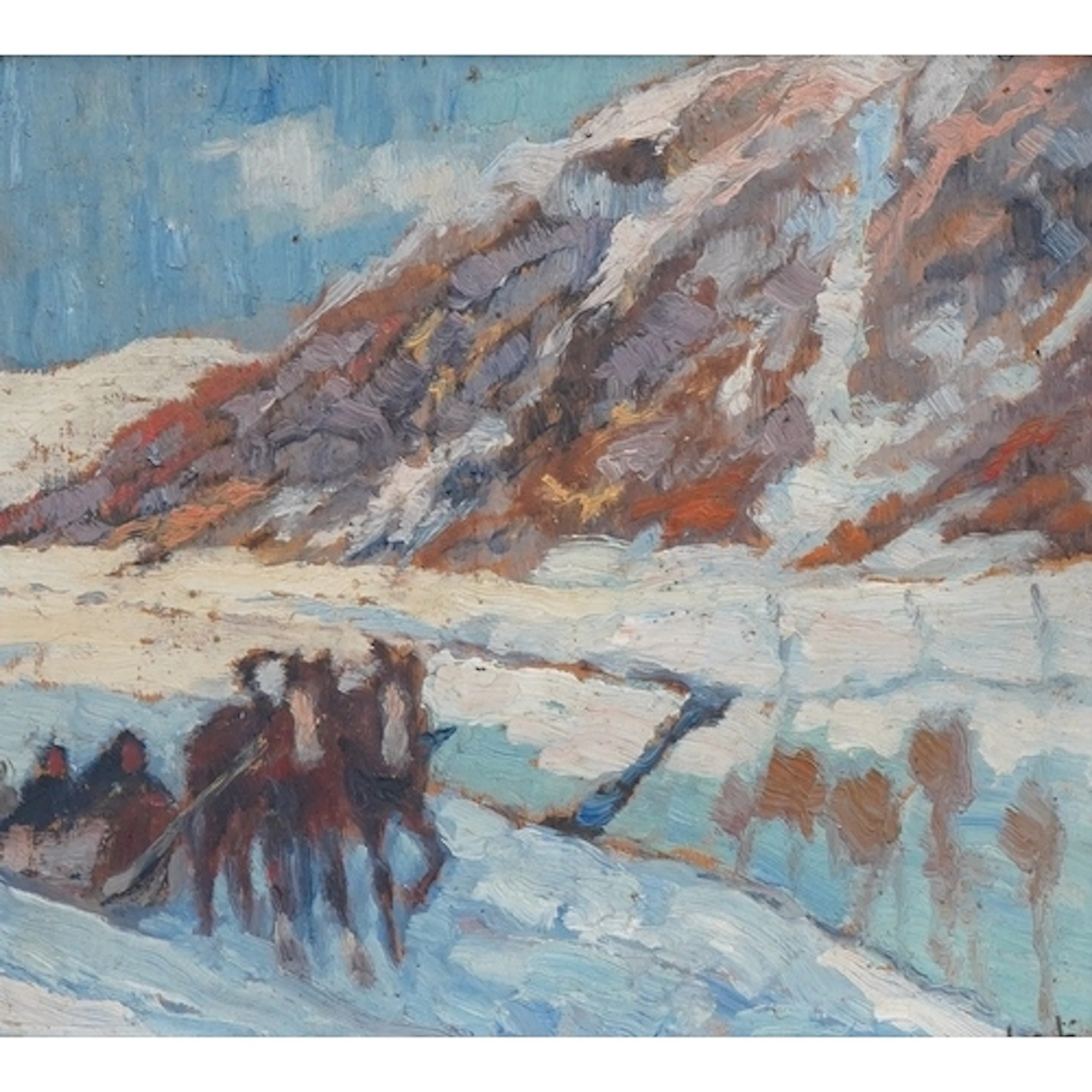 Leon Londot (Belgian, 1878-1953) Winter landscape with horse...