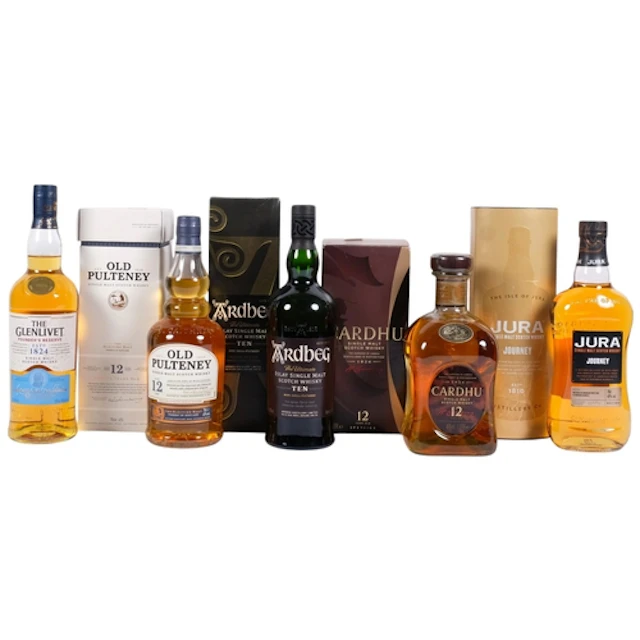 4 boxed bottles of Whisky, including Old Pulteney, and Jura,...