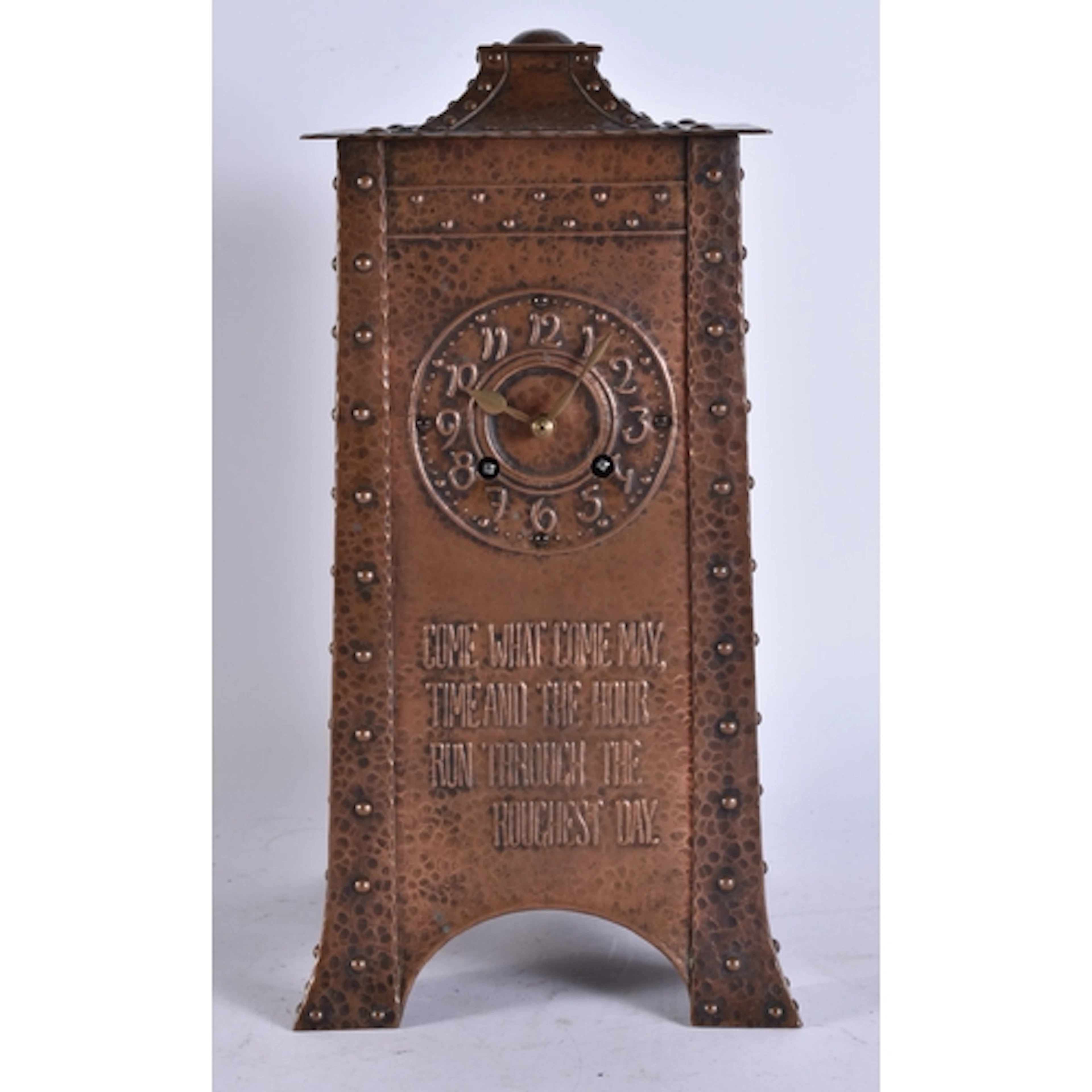 A FINE EARLY 20TH CENTURY GERMAN JUGENDSTIL COPPER MANTEL CL...
