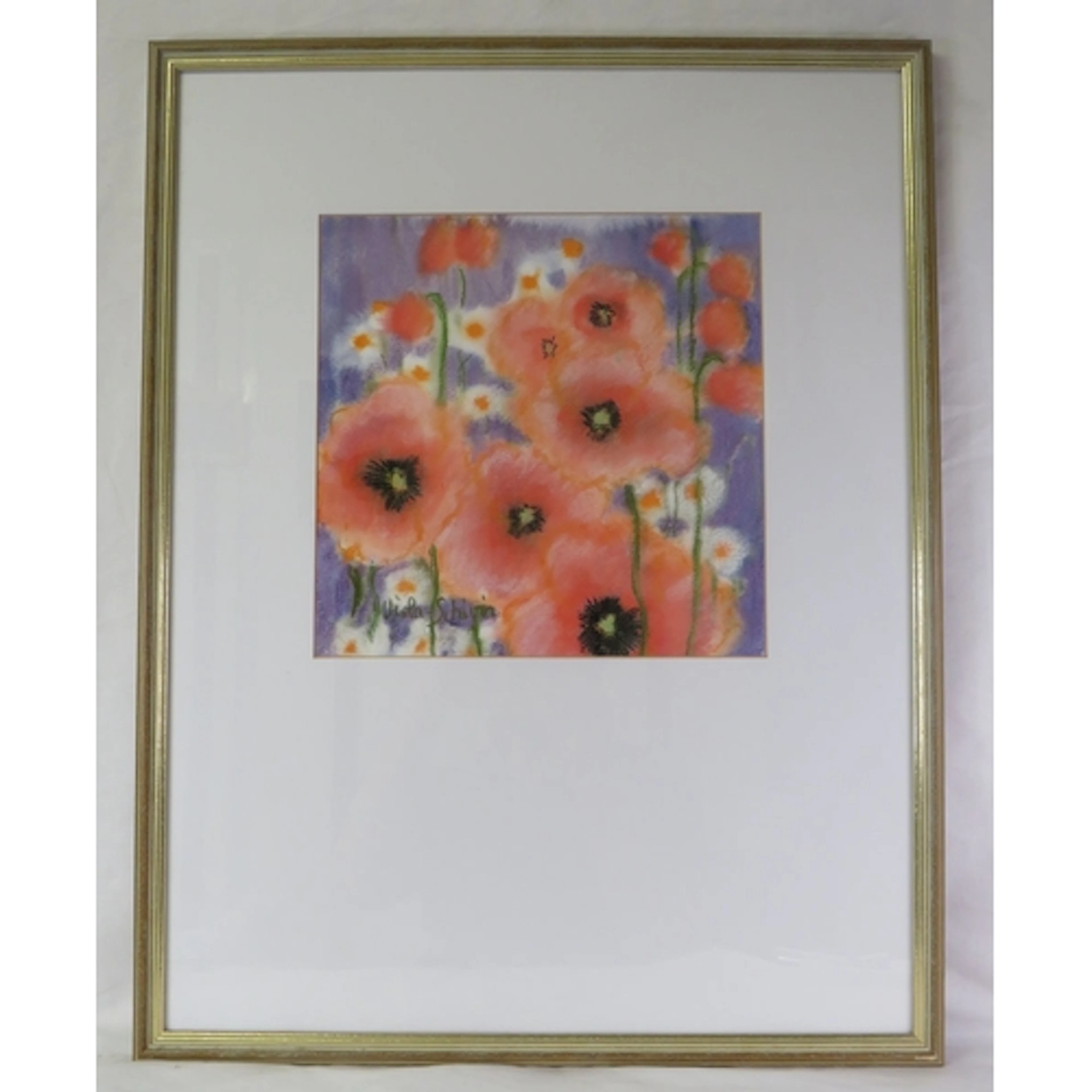 F/g Pastel on Paper Poppies, indistinctly signed, 52.5cm x 6...