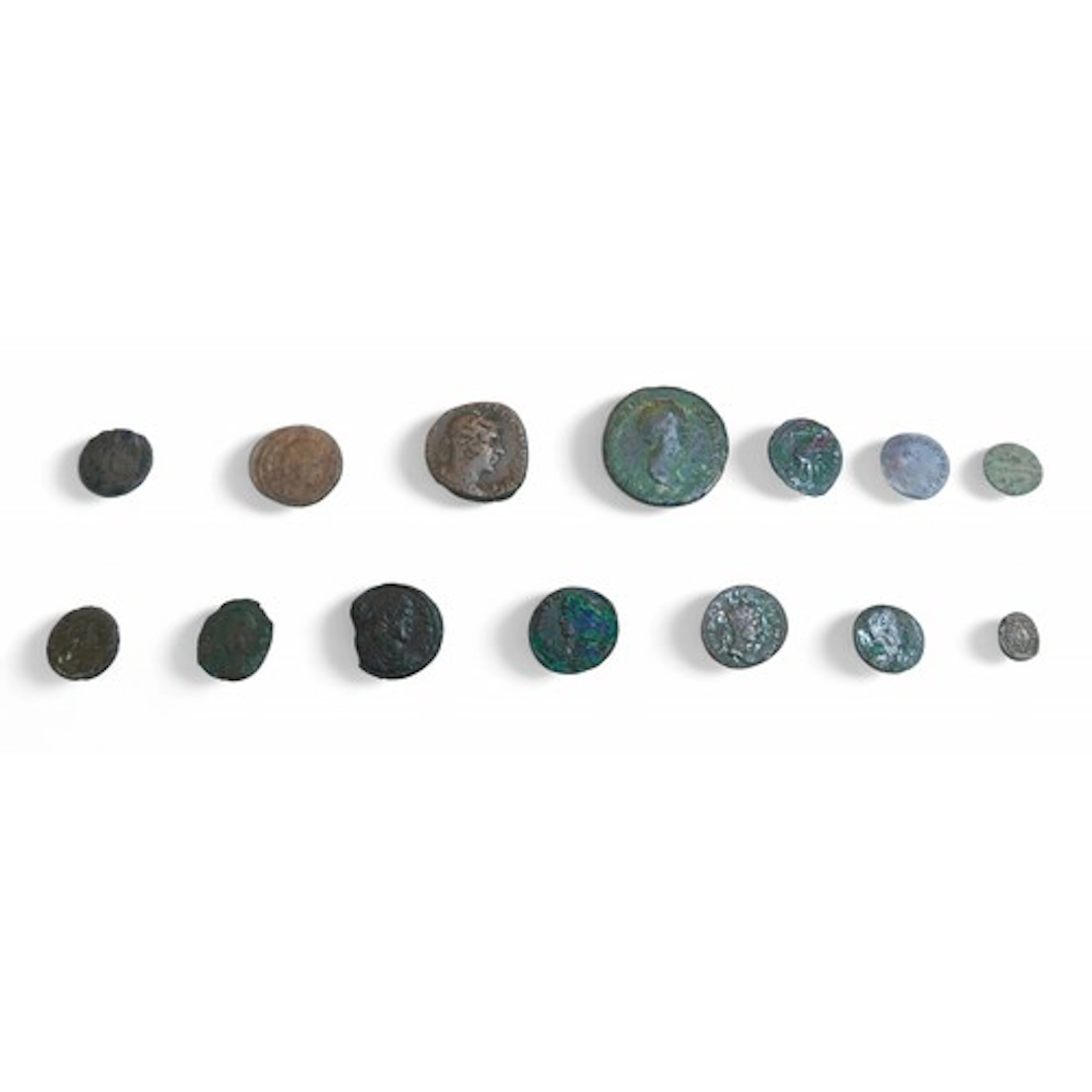 Fourteen ancient Roman and later coins, including a possible...