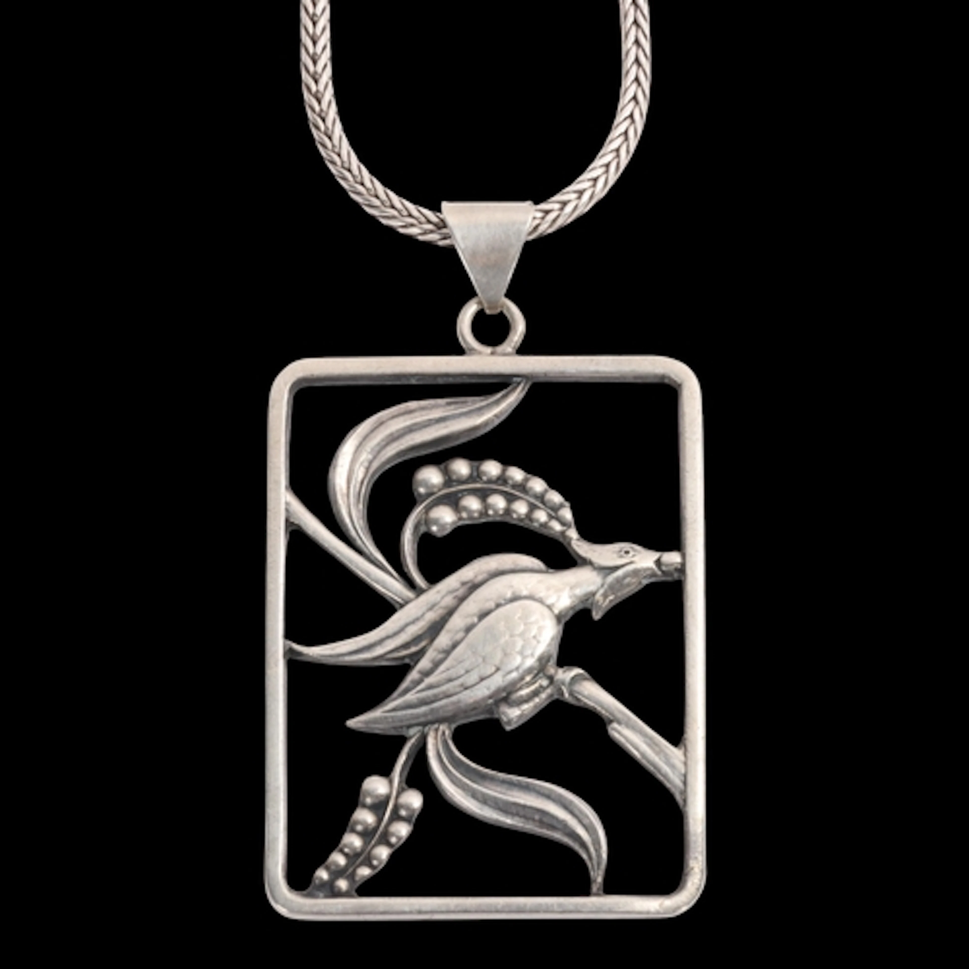 HANS JENSEN & CO - an Art Deco Danish 950 silver openwork pe...