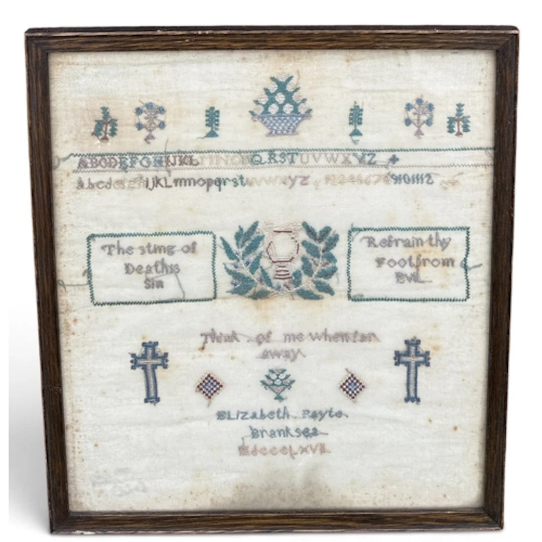 AN EMBROIDERED SAMPLER DATED 1868 30.5cm x 26.5cm By Elizabe...