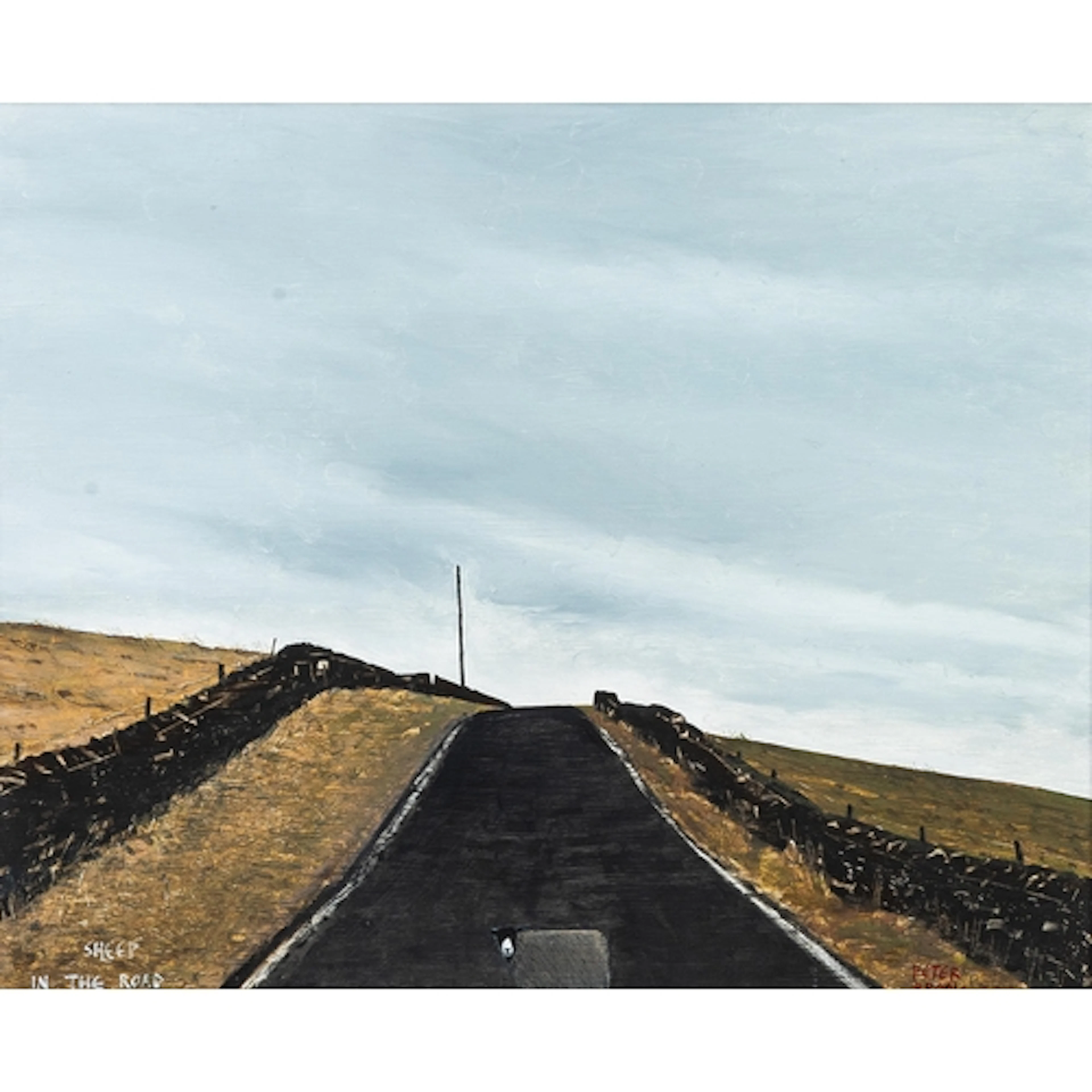 Peter Brook (British, 1927-2009), Sheep in the road, Oil on ...