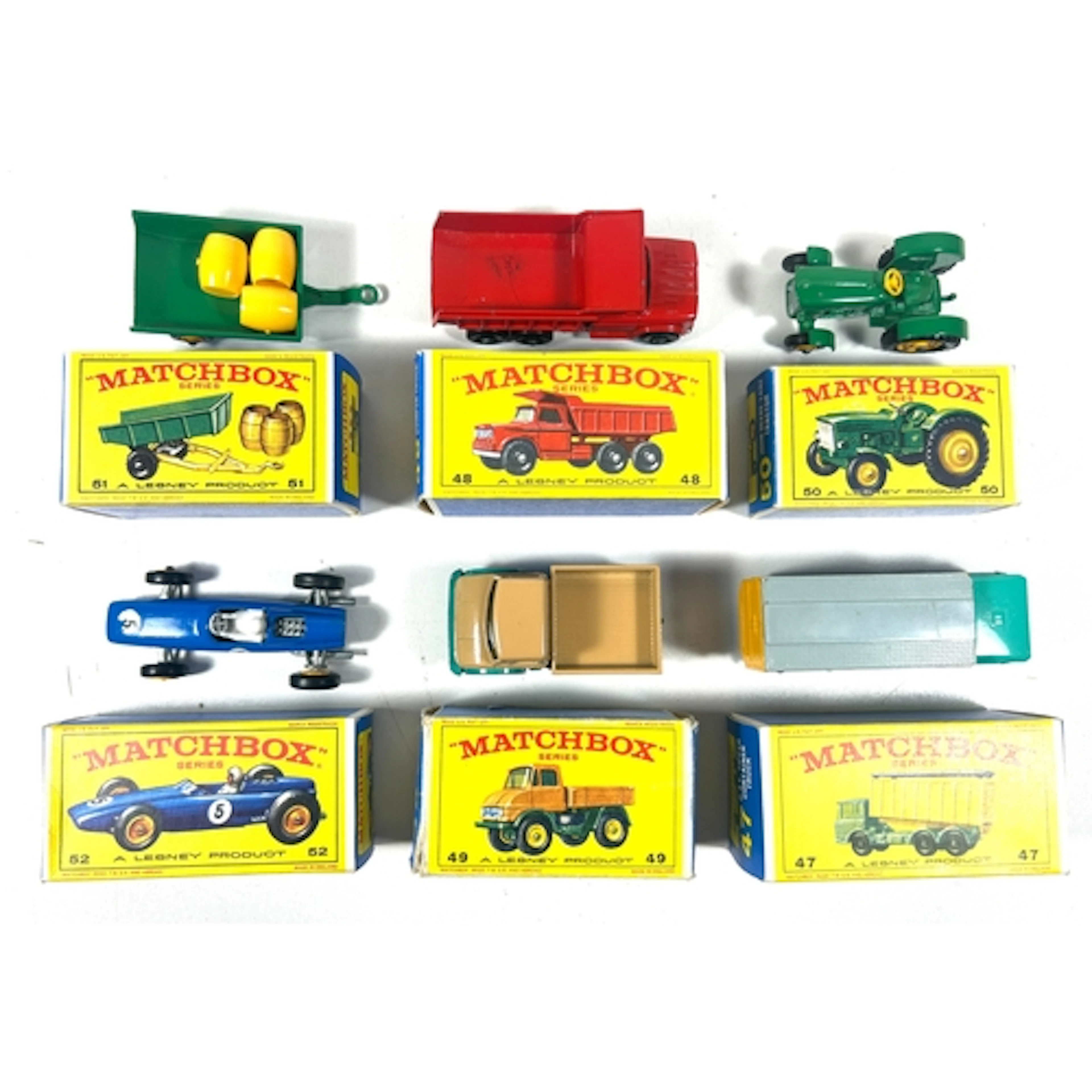 6 Matchbox Series. No.47 DAF Tipper Container Truck, No.48 D...