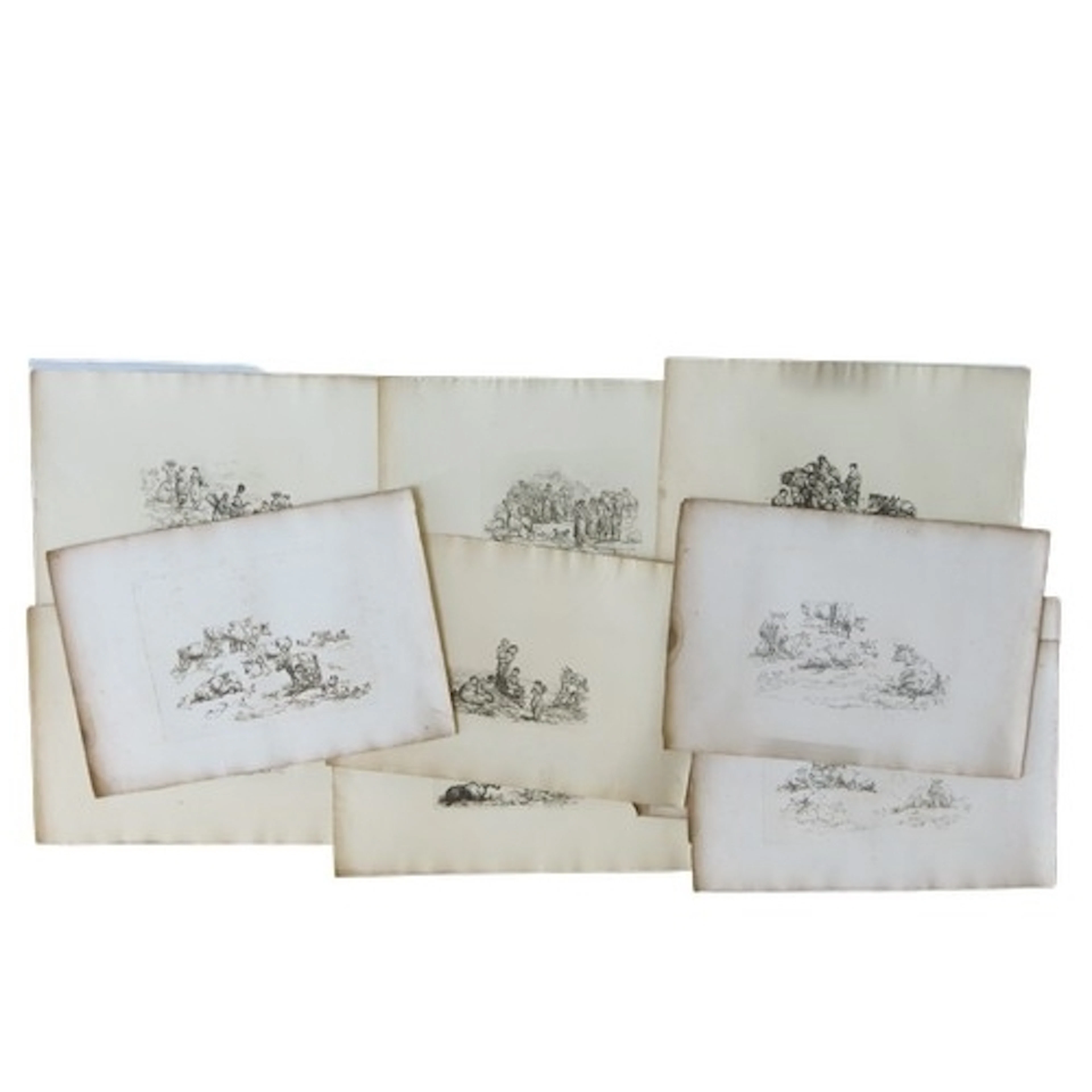 JULIUS CAESAR IBBETSON, etchings on paper of groups of cattl...