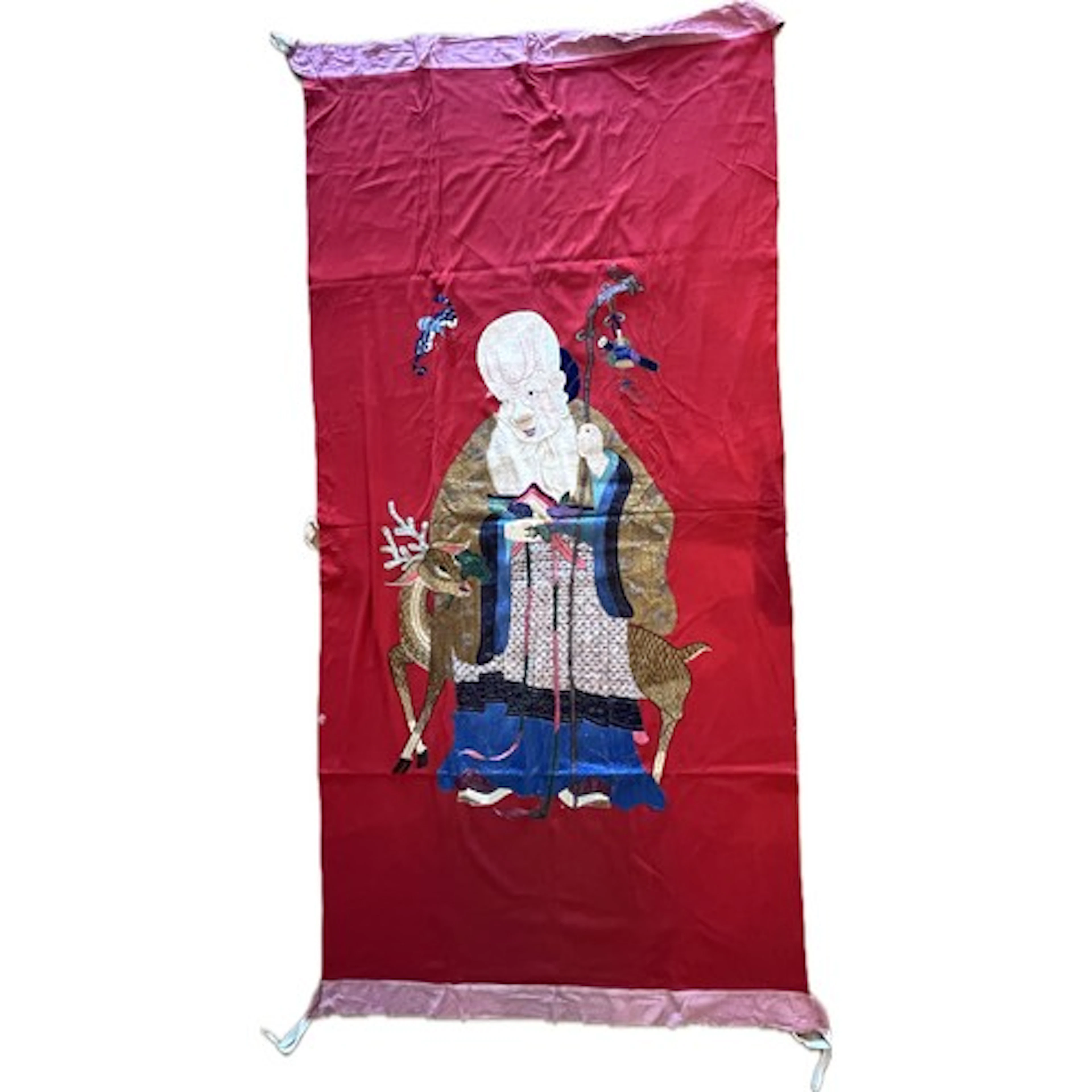 An extremely large antique Chinese banner depicting the Immo...