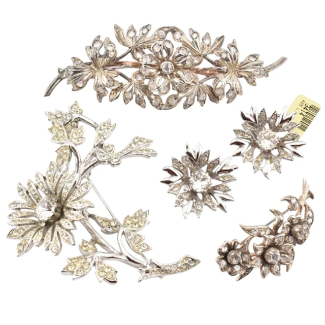 1950s Christian Dior earrings, a trembler brooch, together w...