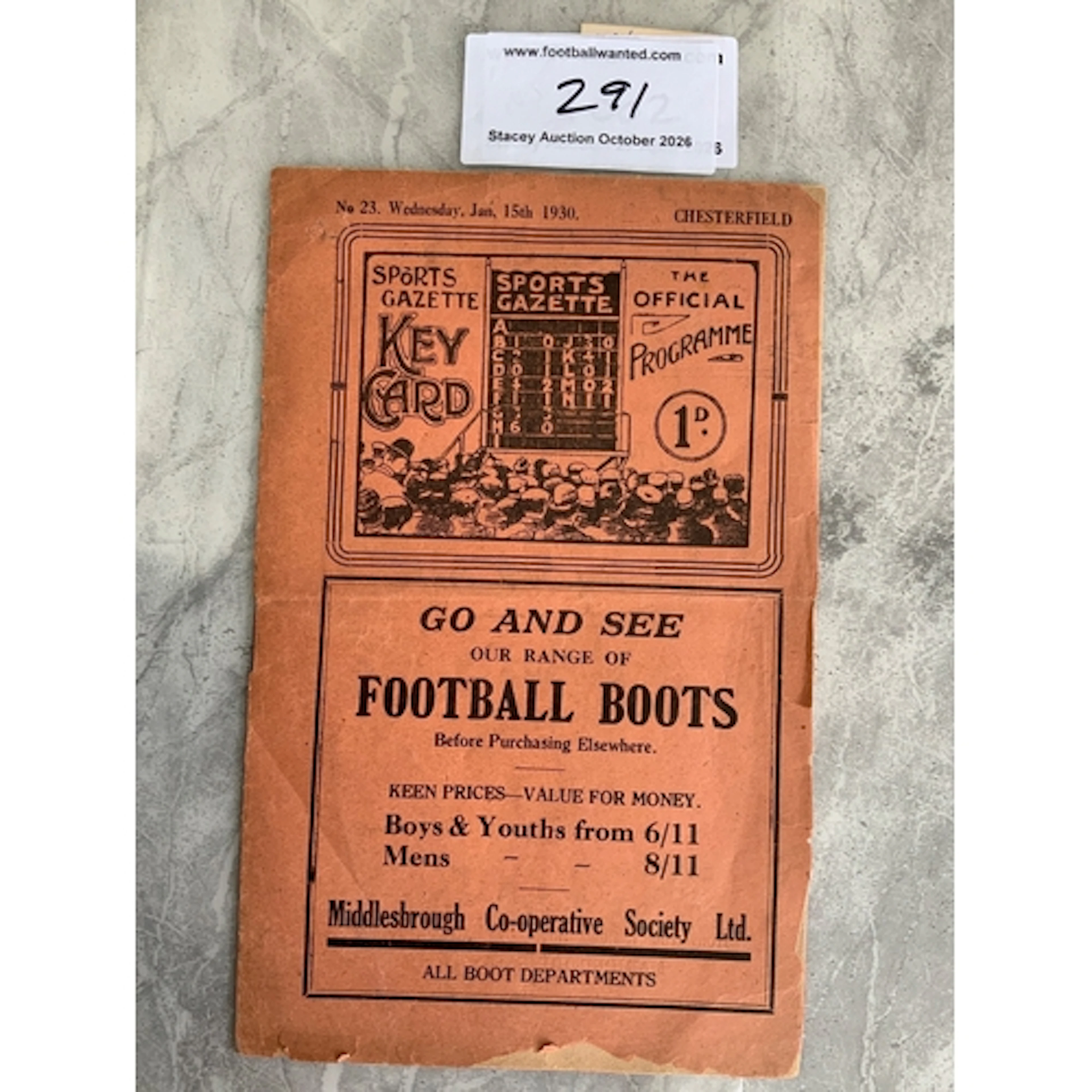 29/30 Middlesbrough v Chesterfield FA Cup Football Programme...