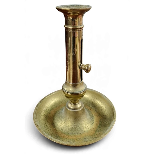 A 19th Century Heavy Brass Candlestick. H 21 cm approx.
