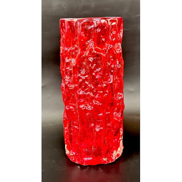 Geoffrey Baxter for Whitefriars; a textured glass Ruby Red b...